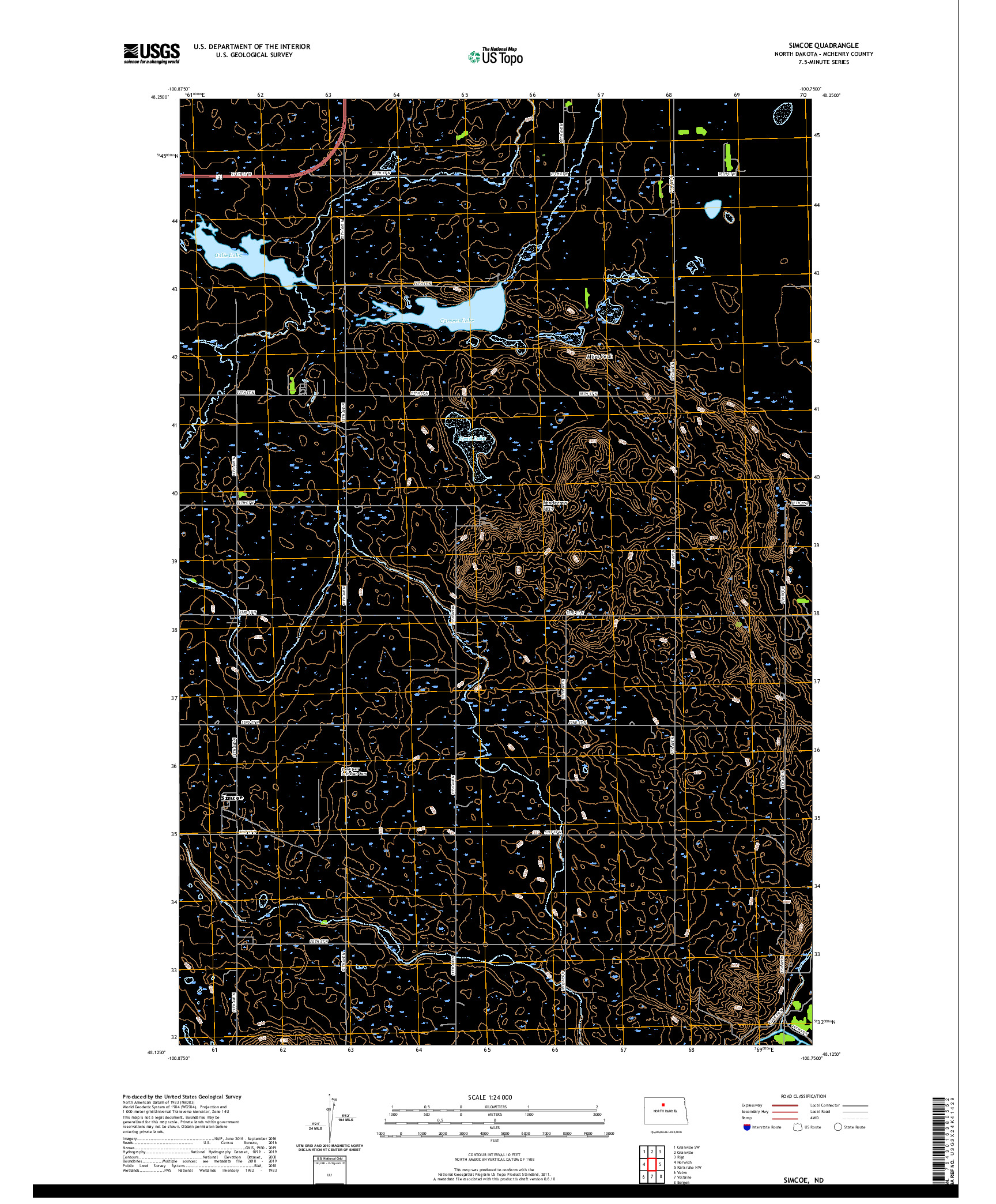 USGS US TOPO 7.5-MINUTE MAP FOR SIMCOE, ND 2020