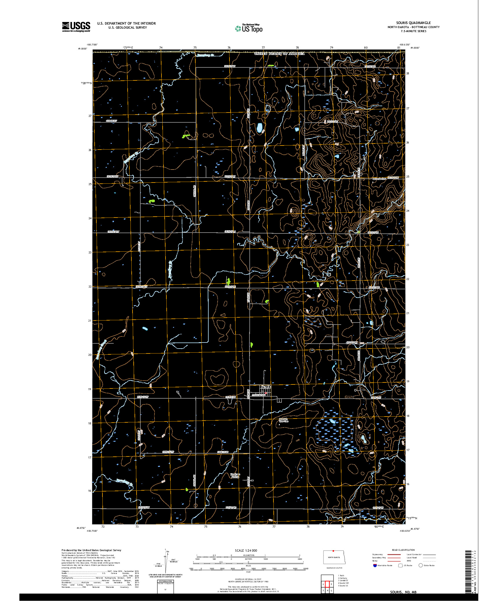 USGS US TOPO 7.5-MINUTE MAP FOR SOURIS, ND,MB 2020