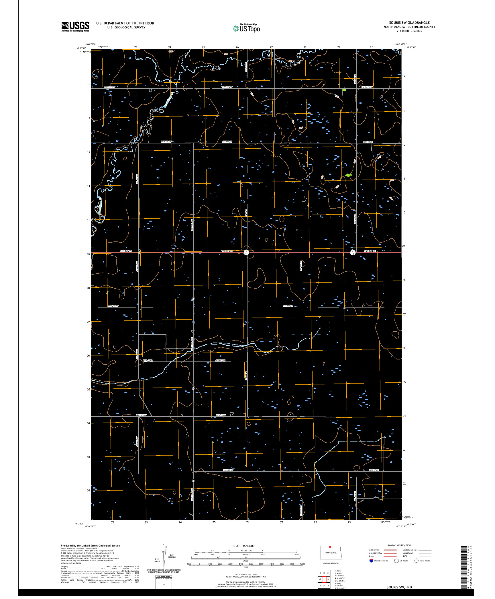 USGS US TOPO 7.5-MINUTE MAP FOR SOURIS SW, ND 2020