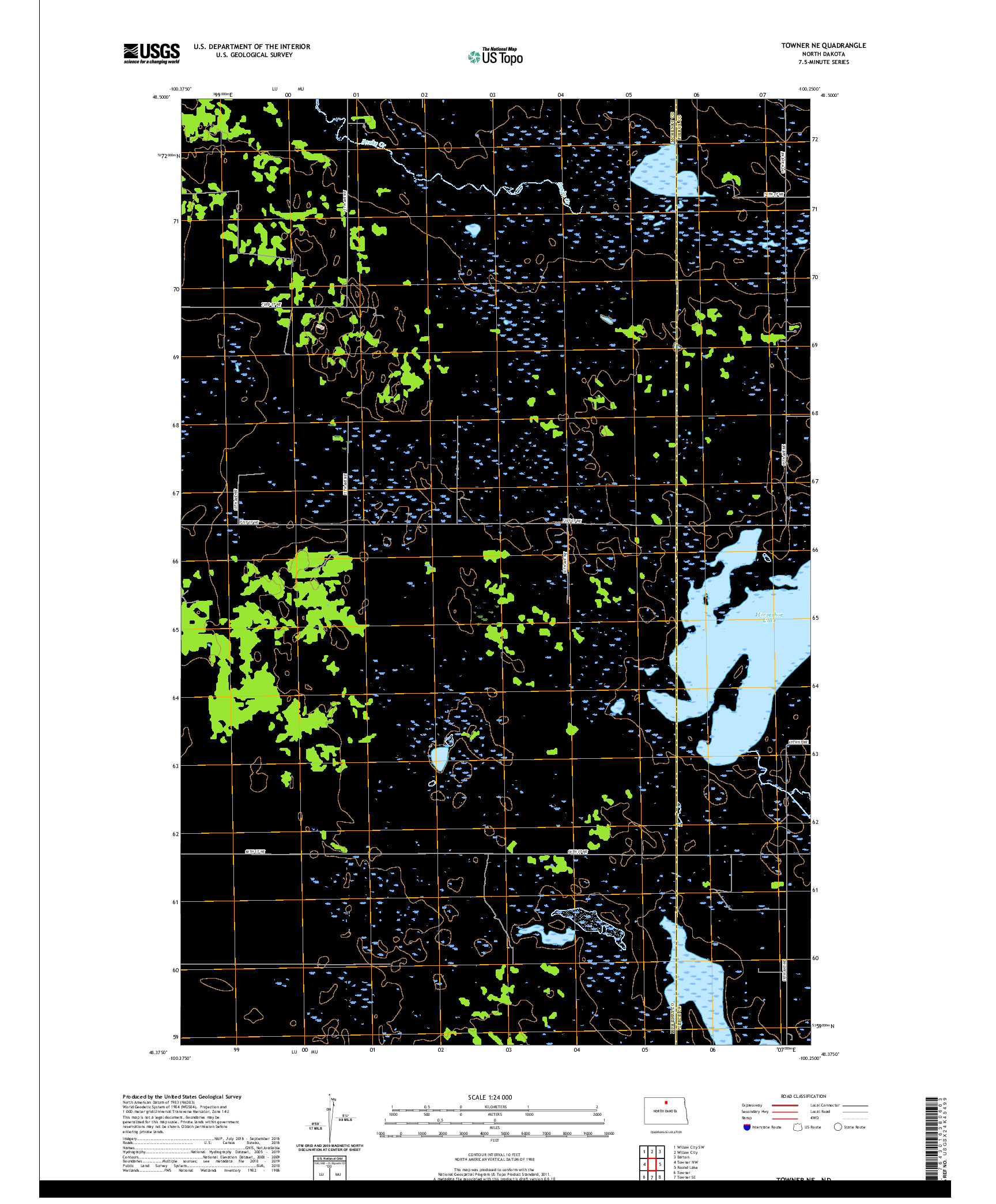 USGS US TOPO 7.5-MINUTE MAP FOR TOWNER NE, ND 2020