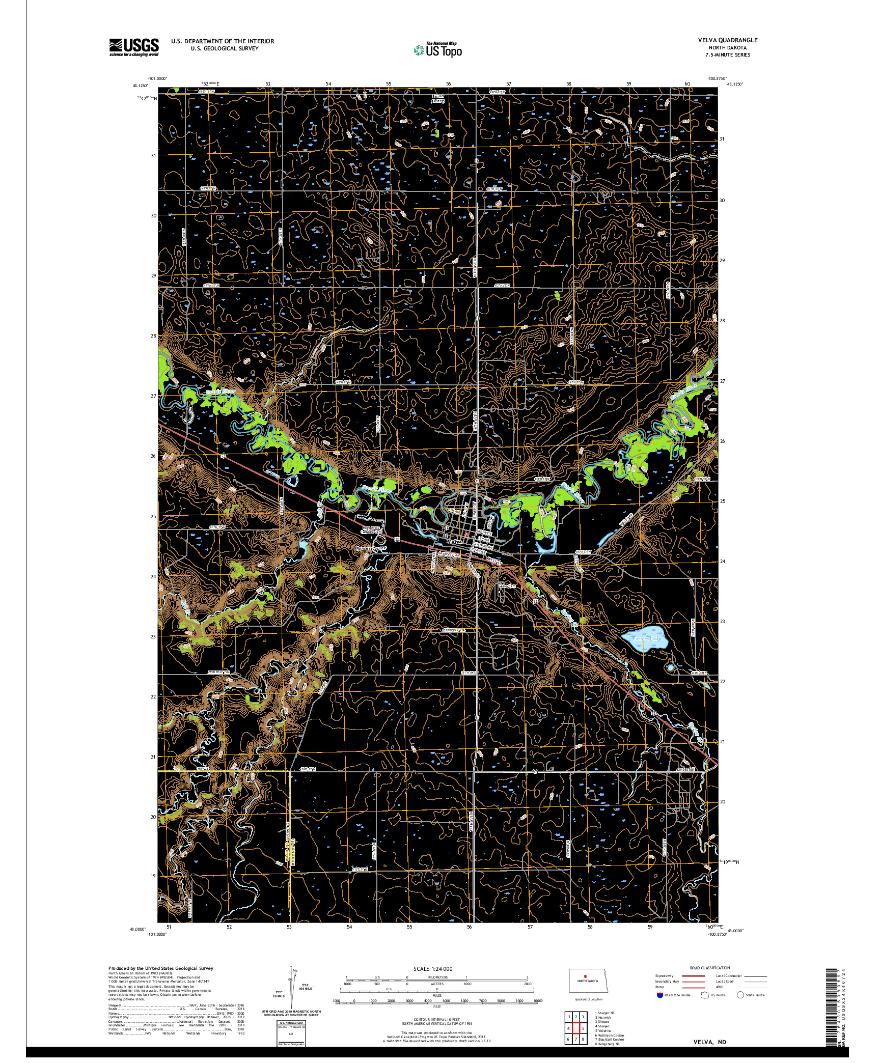 USGS US TOPO 7.5-MINUTE MAP FOR VELVA, ND 2020