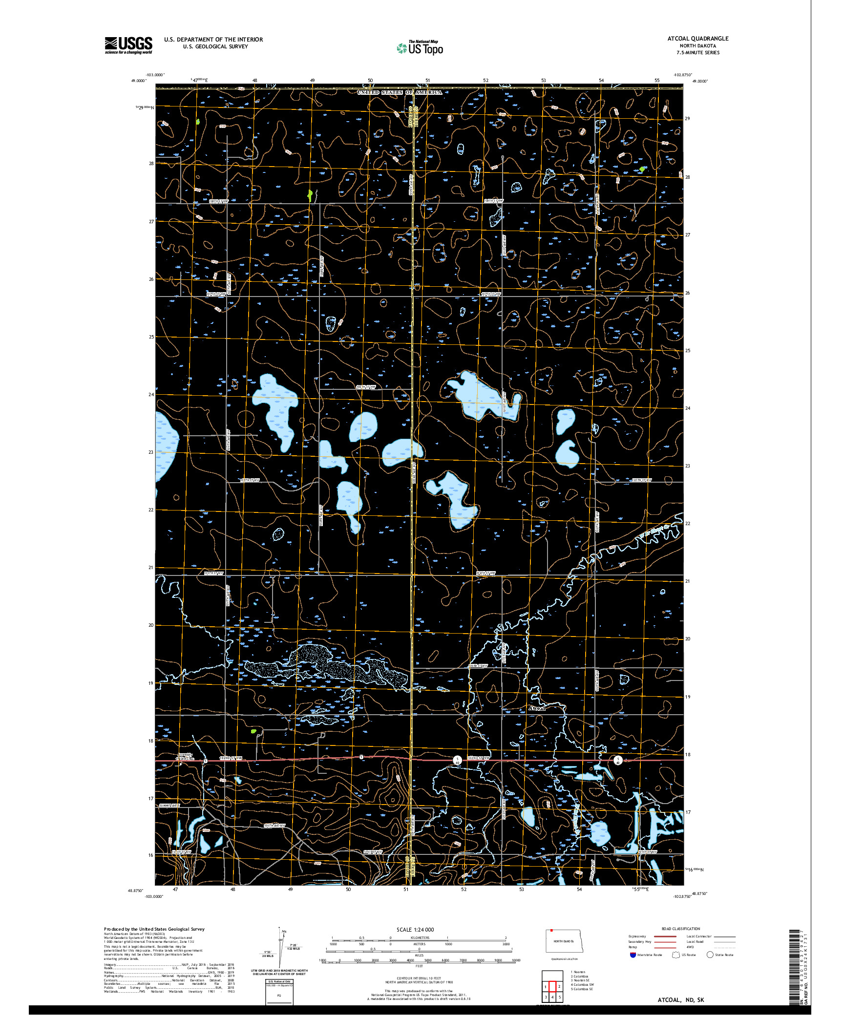 USGS US TOPO 7.5-MINUTE MAP FOR ATCOAL, ND,SK 2020