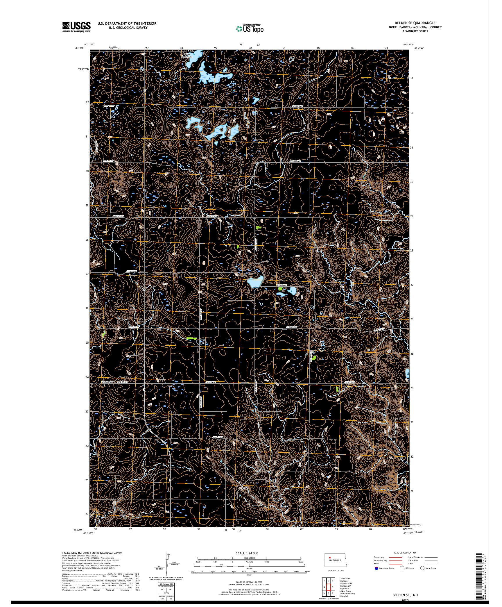 USGS US TOPO 7.5-MINUTE MAP FOR BELDEN SE, ND 2020