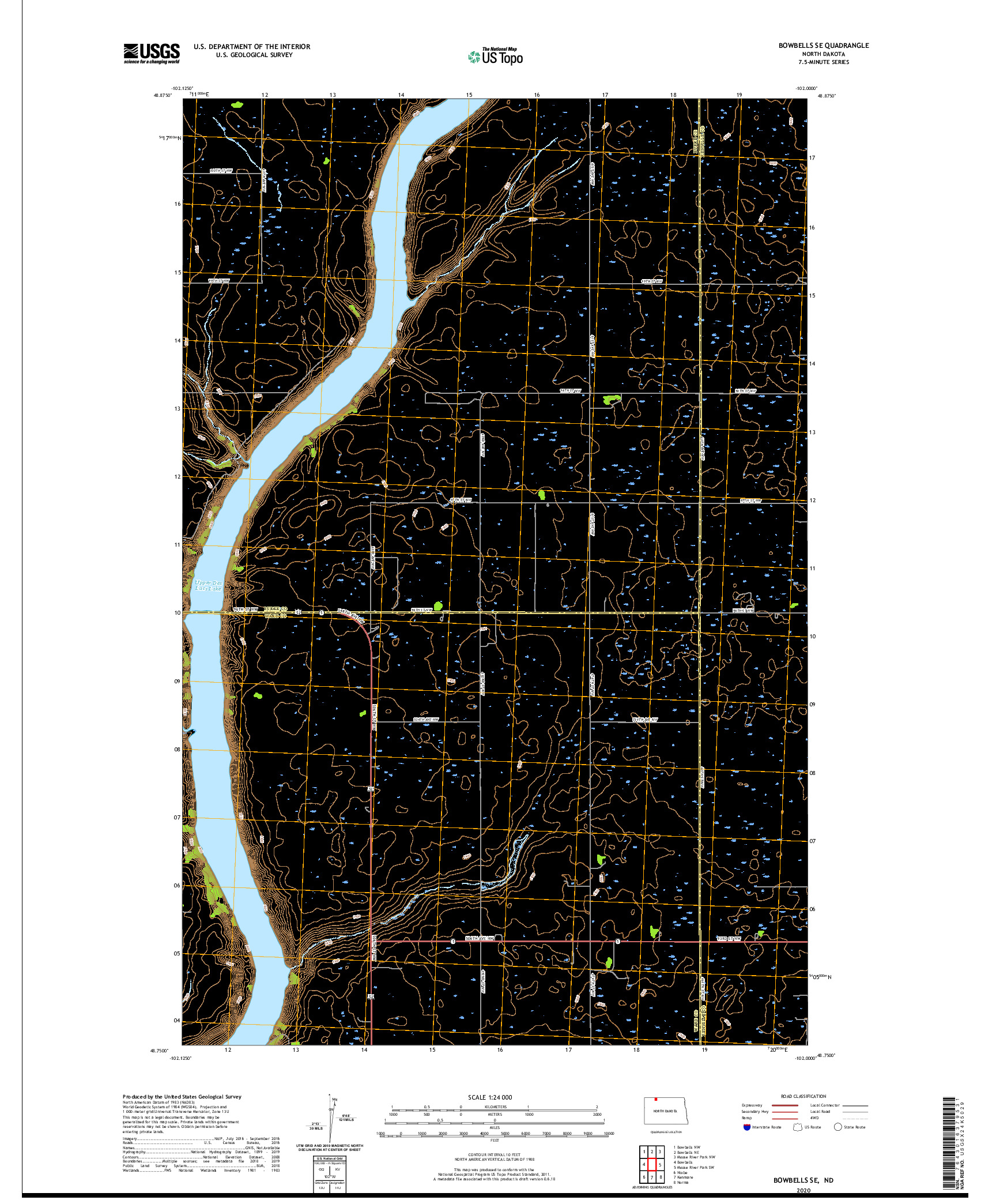 USGS US TOPO 7.5-MINUTE MAP FOR BOWBELLS SE, ND 2020
