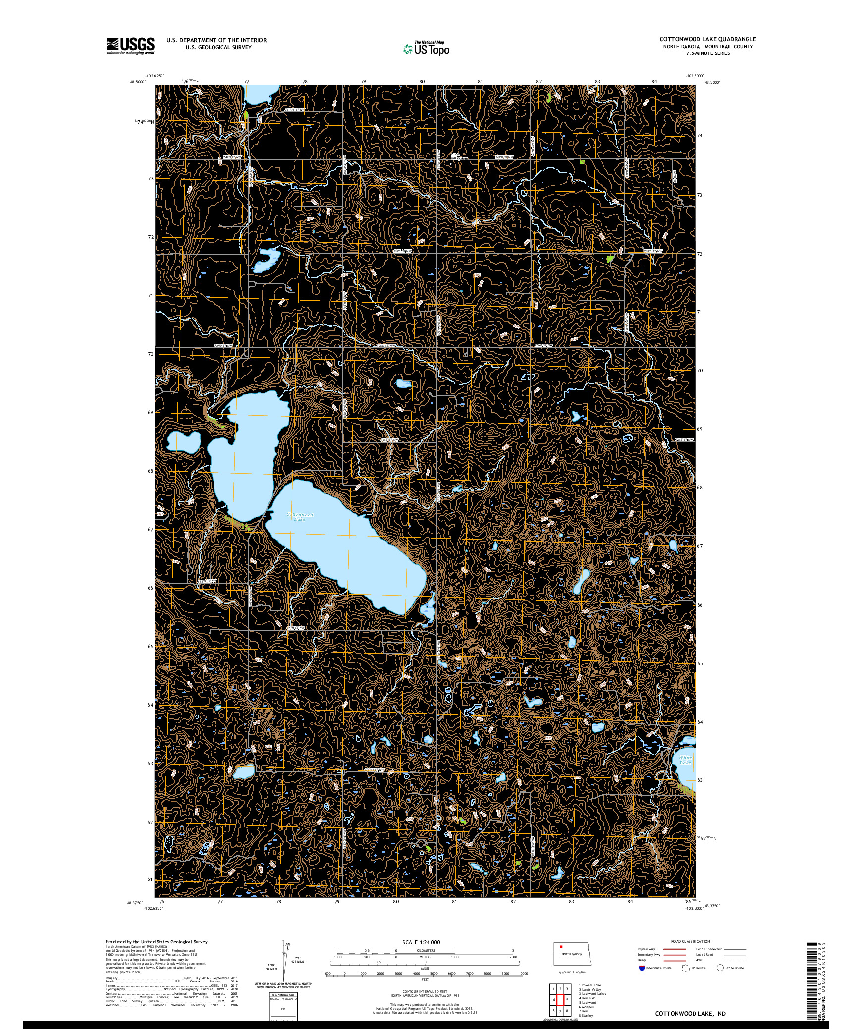 USGS US TOPO 7.5-MINUTE MAP FOR COTTONWOOD LAKE, ND 2020