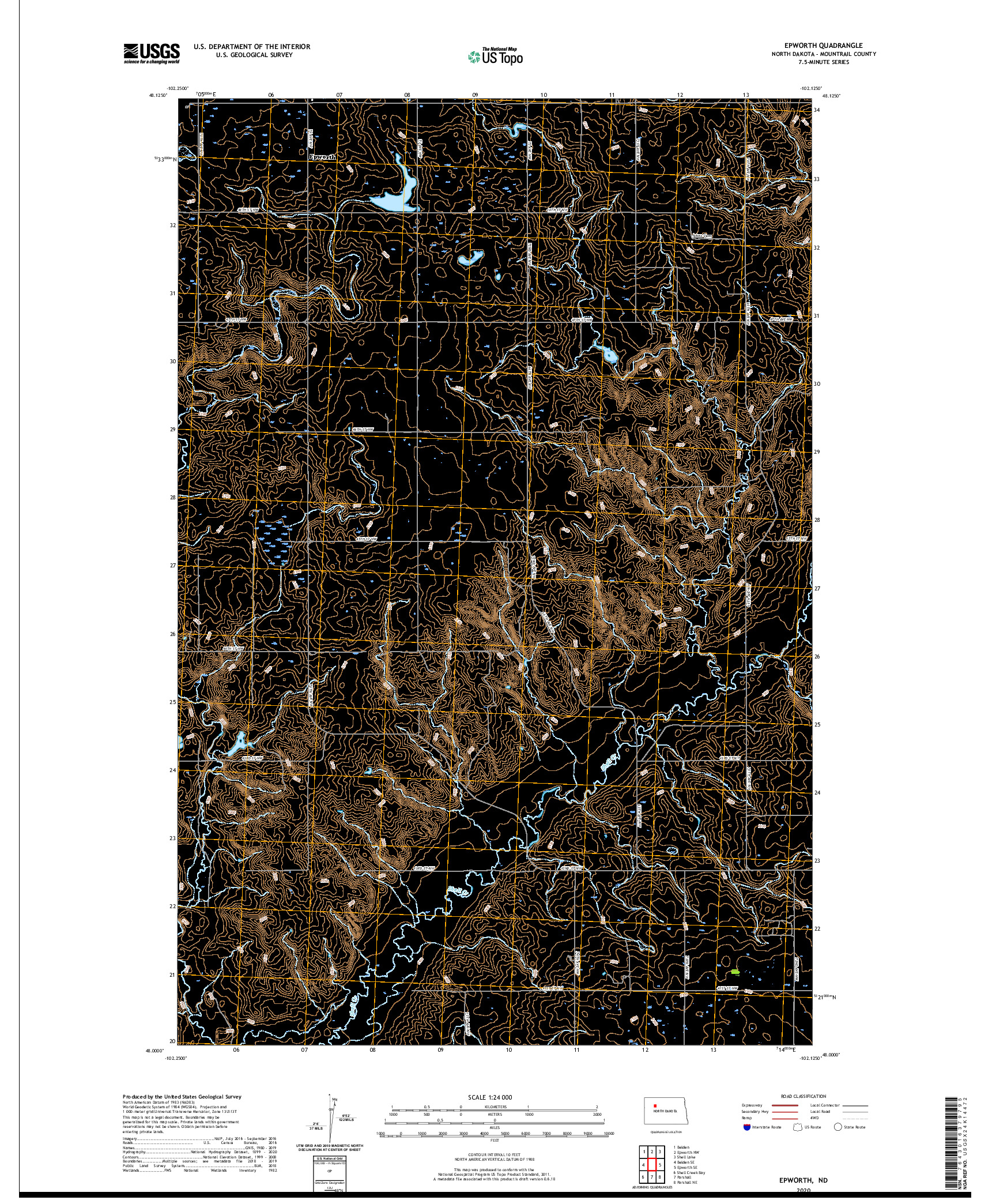 USGS US TOPO 7.5-MINUTE MAP FOR EPWORTH, ND 2020