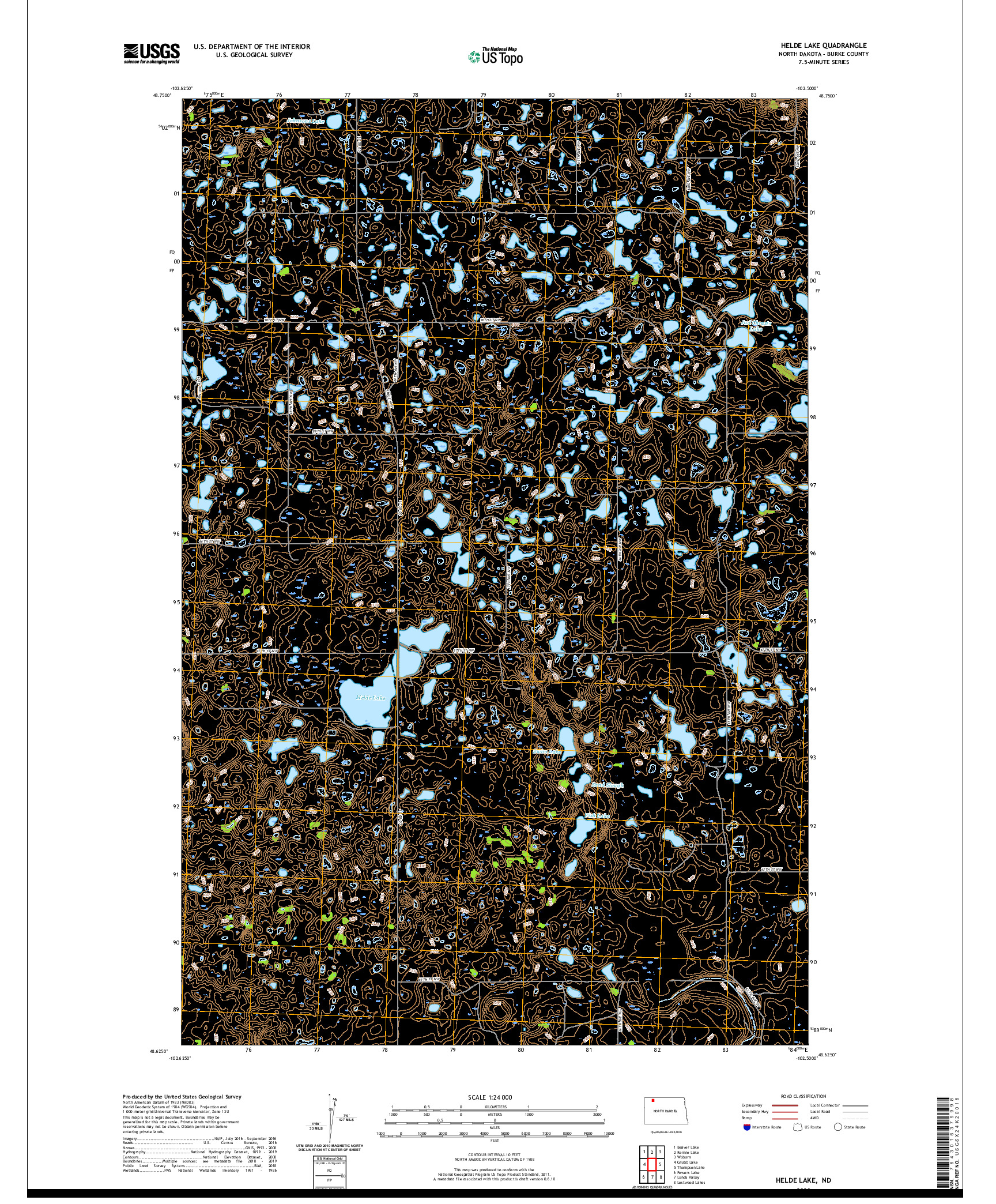 USGS US TOPO 7.5-MINUTE MAP FOR HELDE LAKE, ND 2020