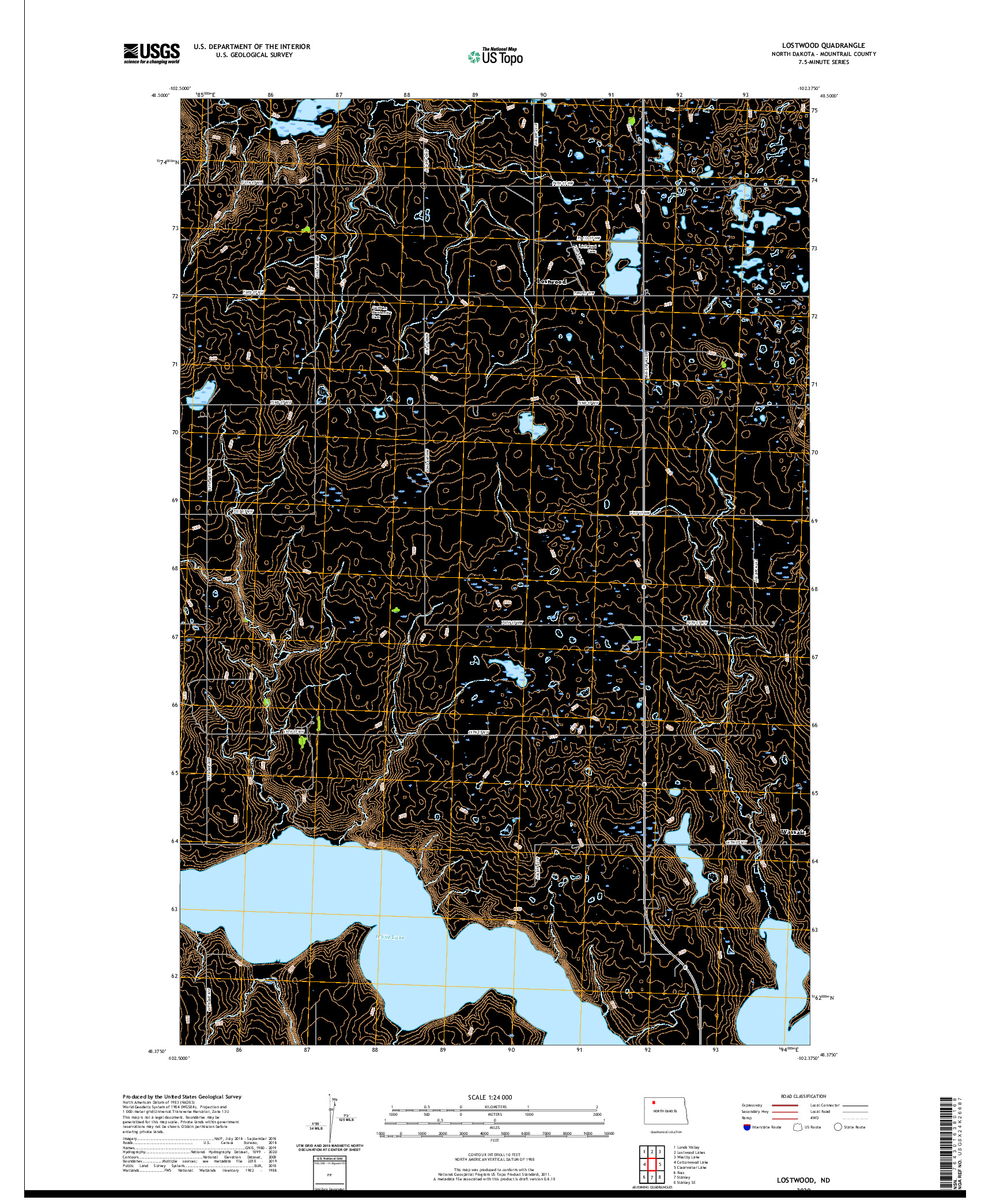 USGS US TOPO 7.5-MINUTE MAP FOR LOSTWOOD, ND 2020