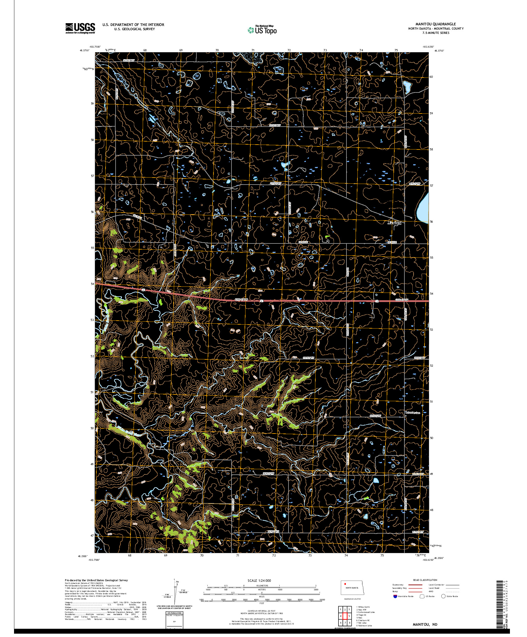 USGS US TOPO 7.5-MINUTE MAP FOR MANITOU, ND 2020
