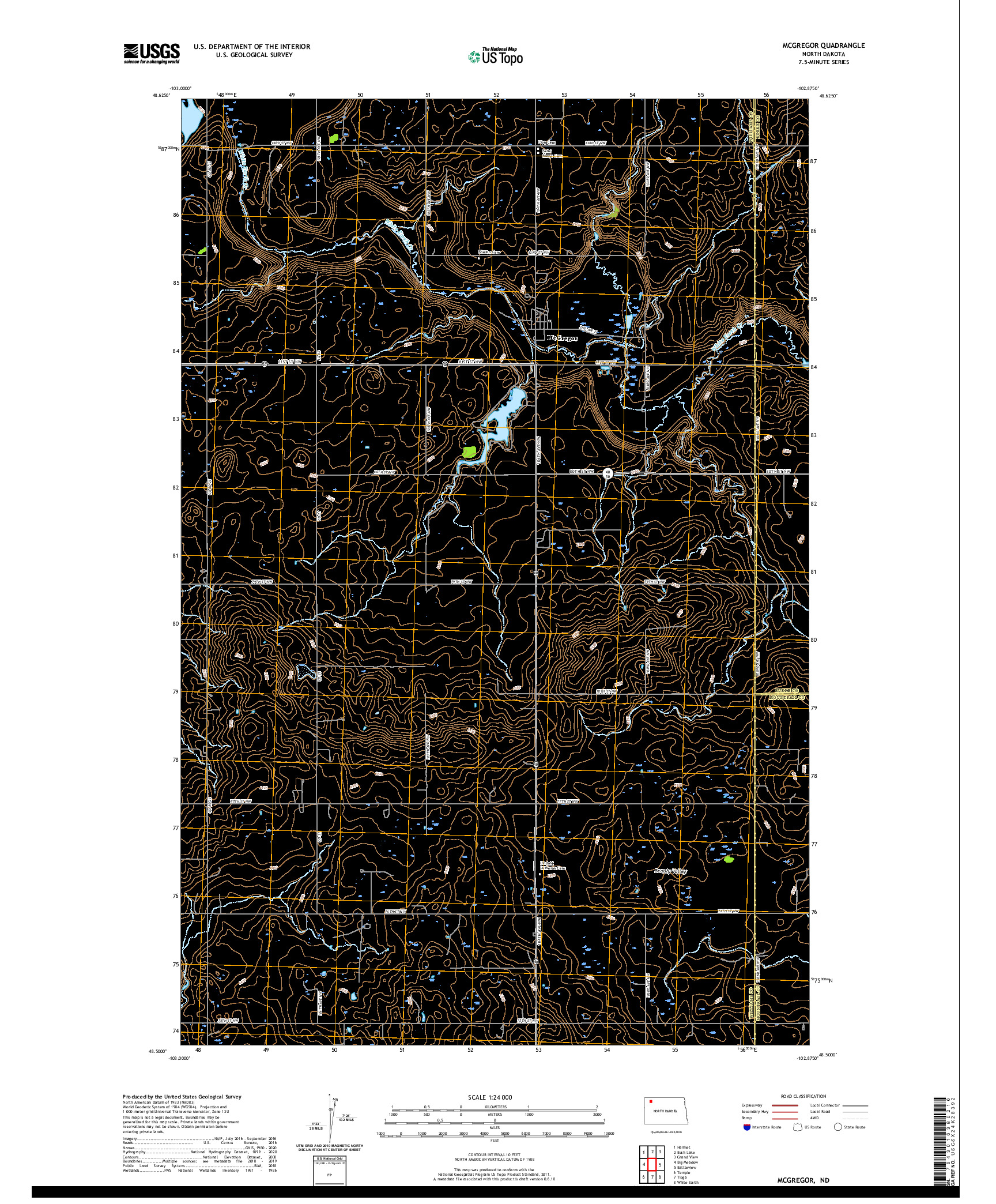 USGS US TOPO 7.5-MINUTE MAP FOR MCGREGOR, ND 2020
