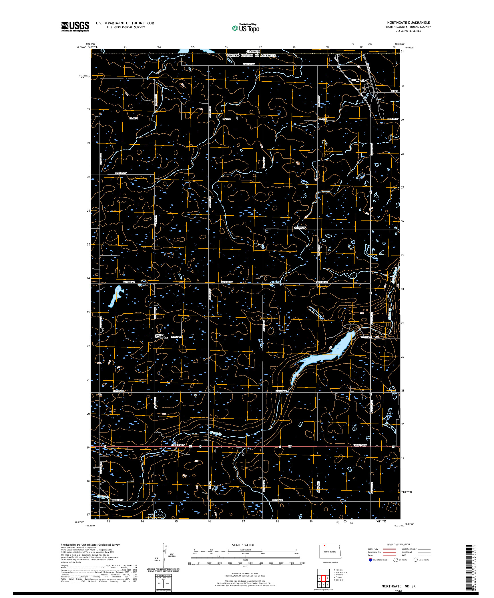 USGS US TOPO 7.5-MINUTE MAP FOR NORTHGATE, ND,SK 2020