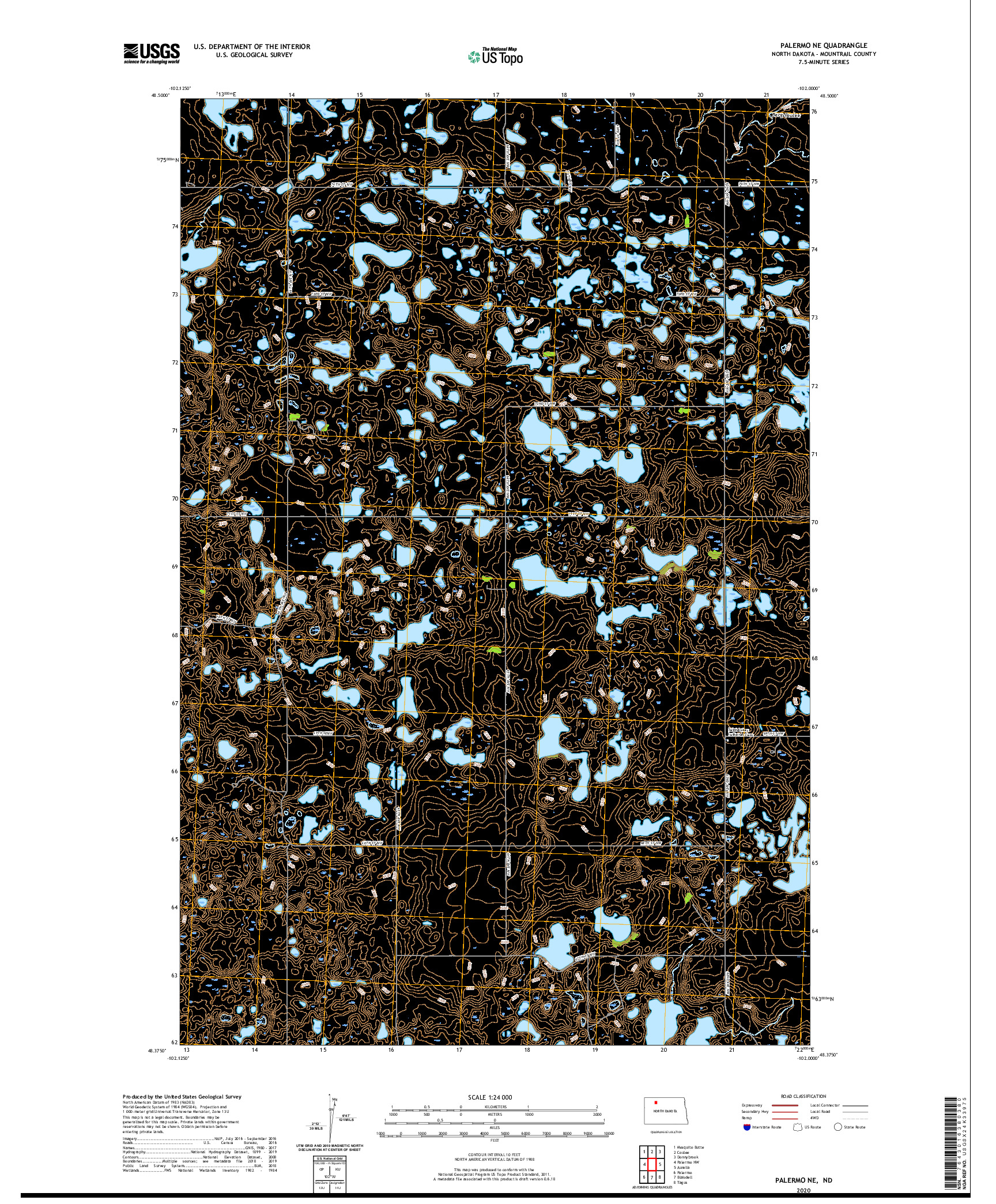 USGS US TOPO 7.5-MINUTE MAP FOR PALERMO NE, ND 2020