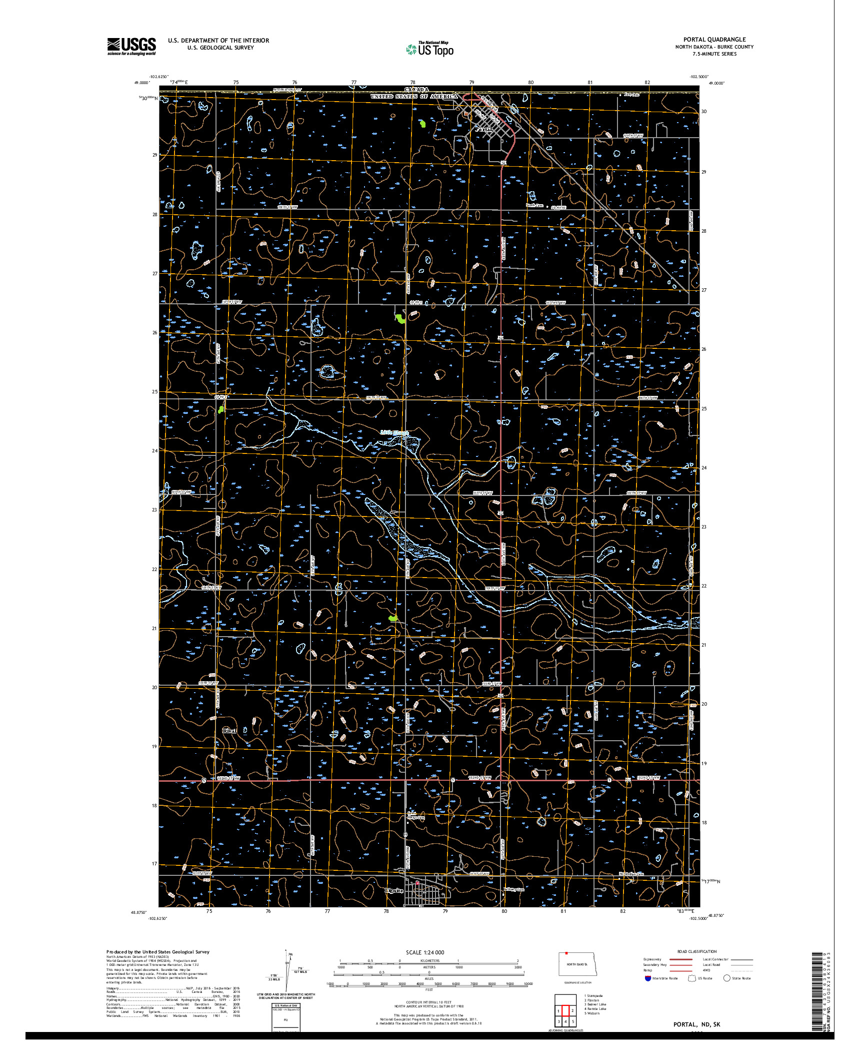 USGS US TOPO 7.5-MINUTE MAP FOR PORTAL, ND,SK 2020