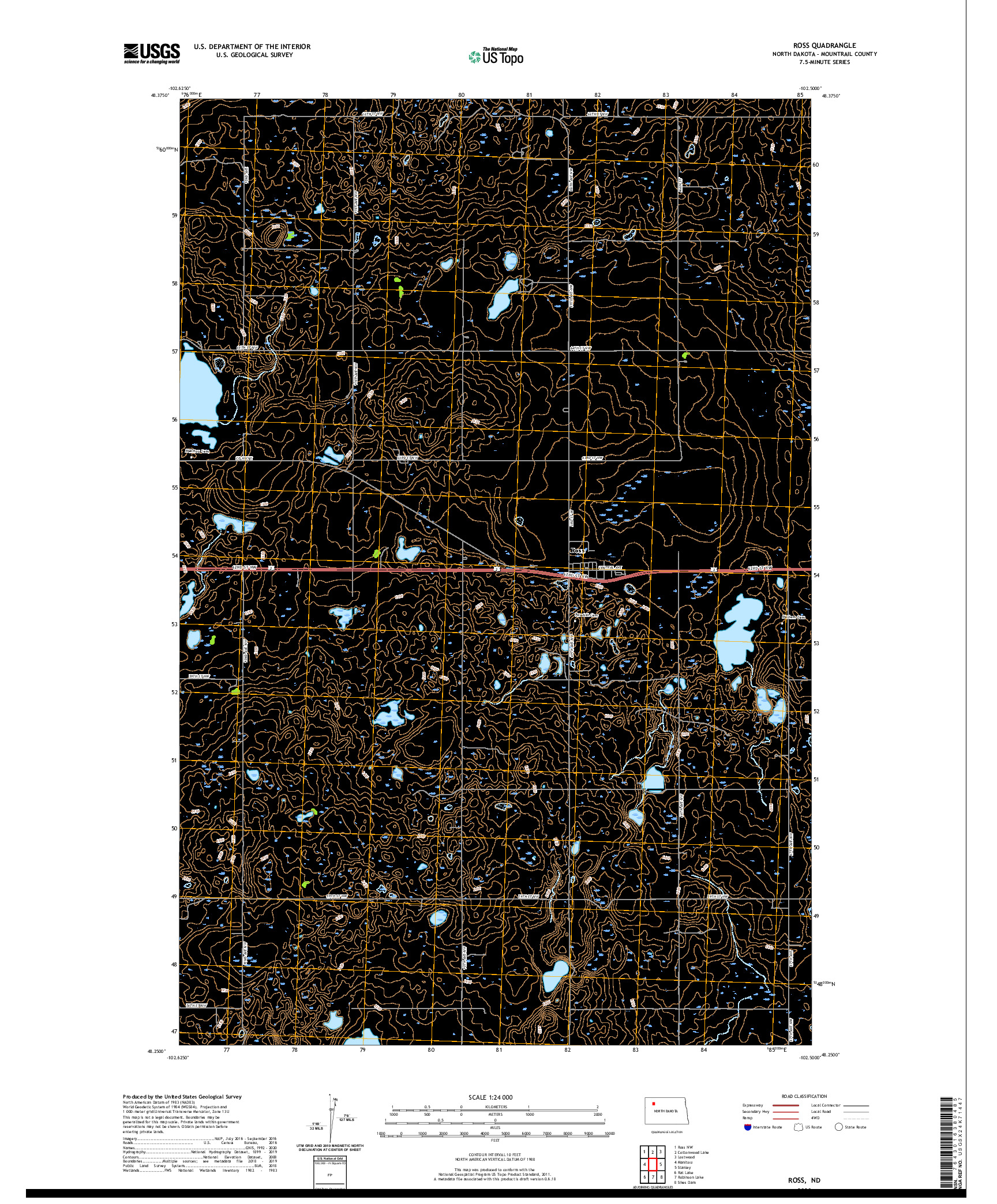USGS US TOPO 7.5-MINUTE MAP FOR ROSS, ND 2020