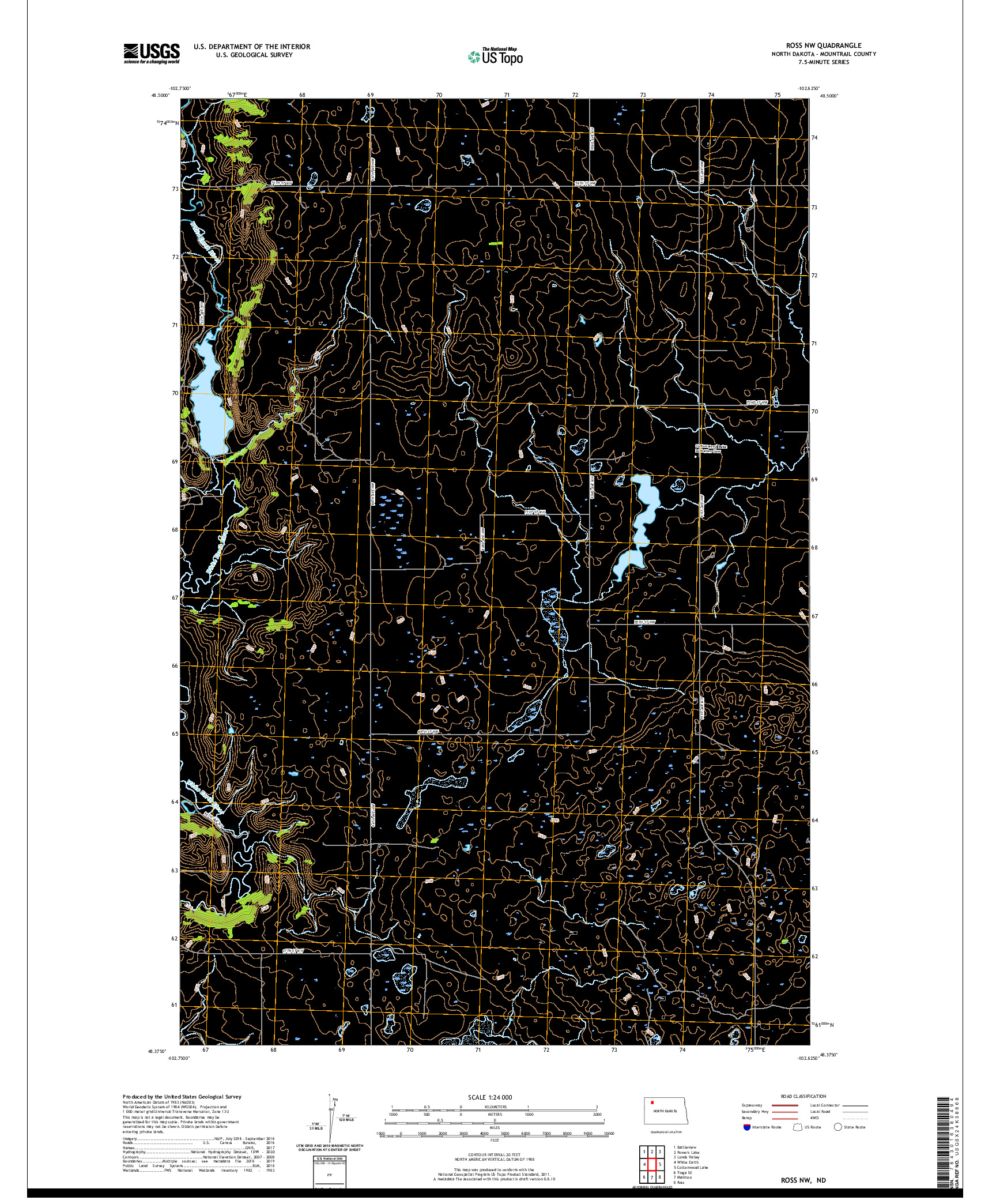 USGS US TOPO 7.5-MINUTE MAP FOR ROSS NW, ND 2020