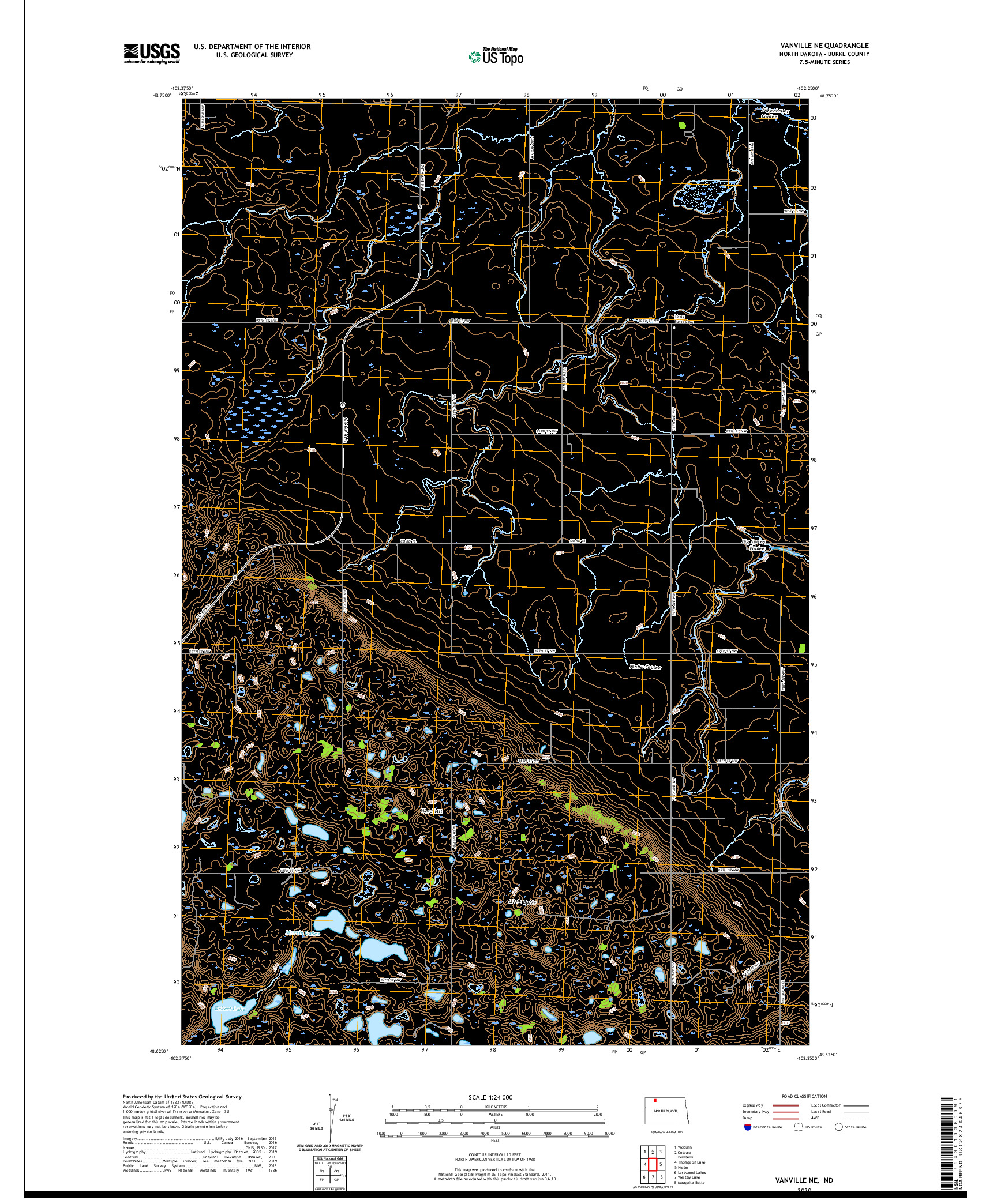 USGS US TOPO 7.5-MINUTE MAP FOR VANVILLE NE, ND 2020