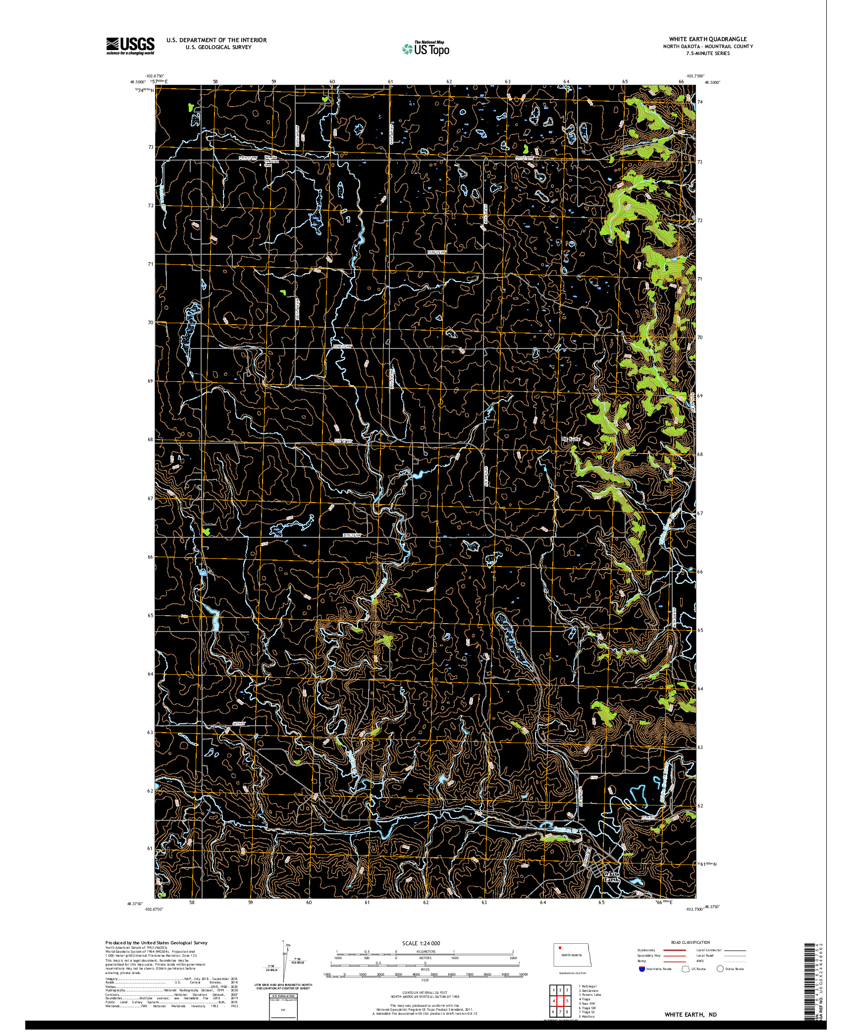 USGS US TOPO 7.5-MINUTE MAP FOR WHITE EARTH, ND 2020