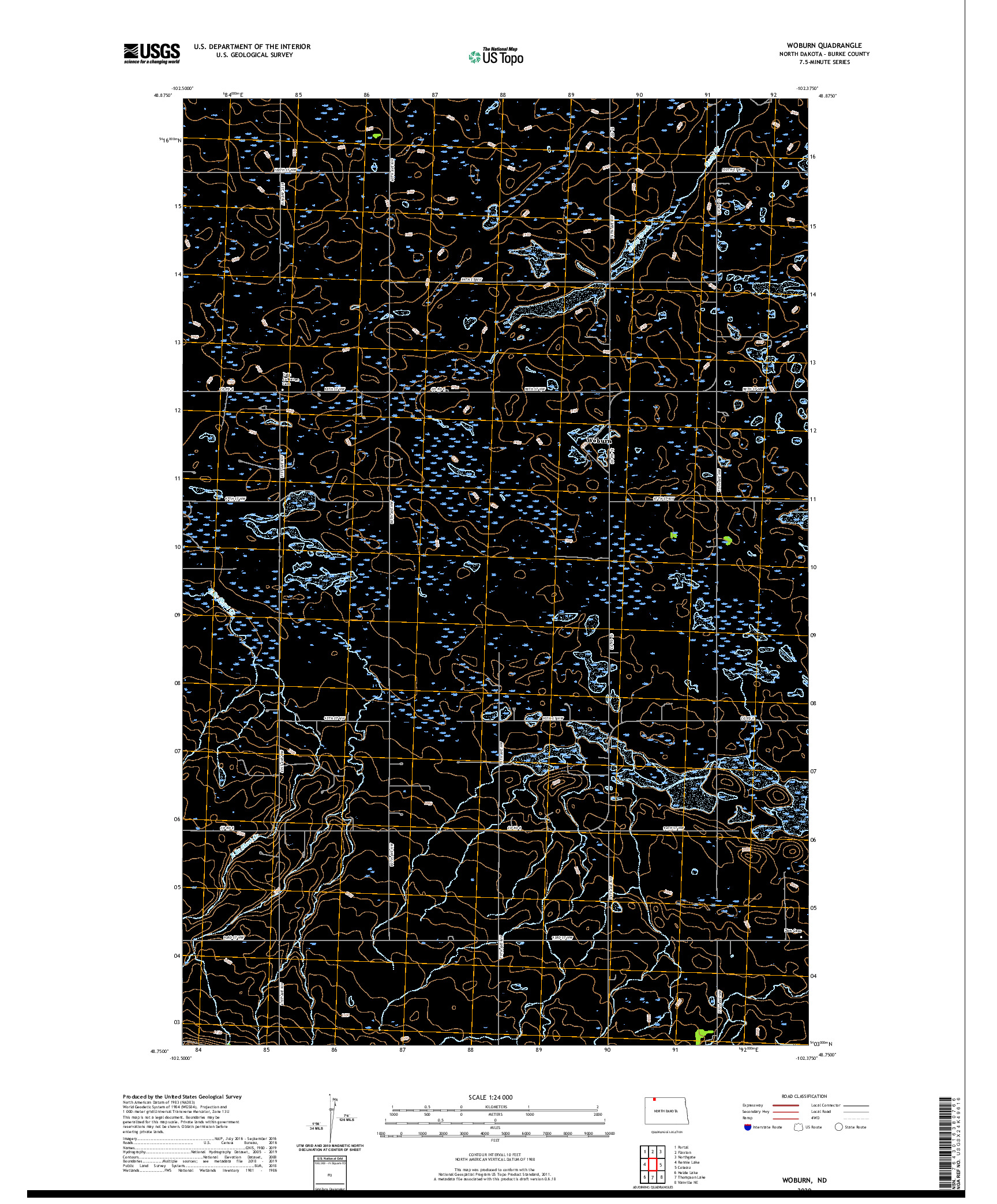 USGS US TOPO 7.5-MINUTE MAP FOR WOBURN, ND 2020