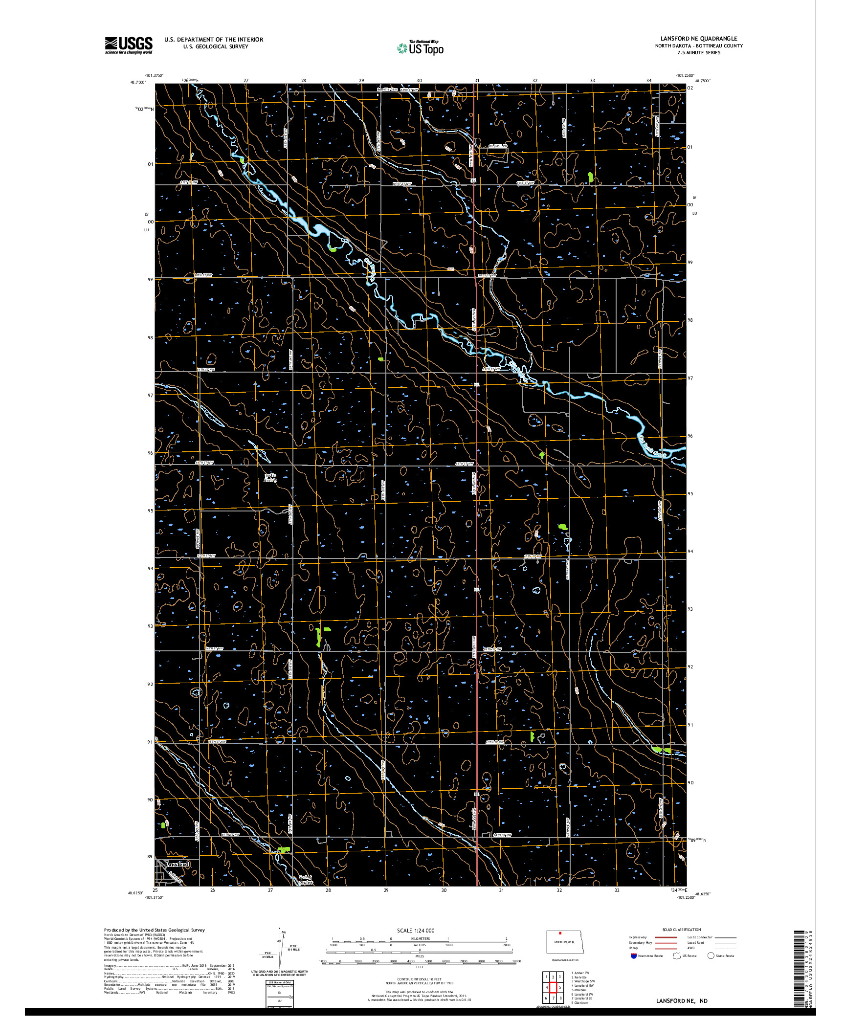 USGS US TOPO 7.5-MINUTE MAP FOR LANSFORD NE, ND 2020