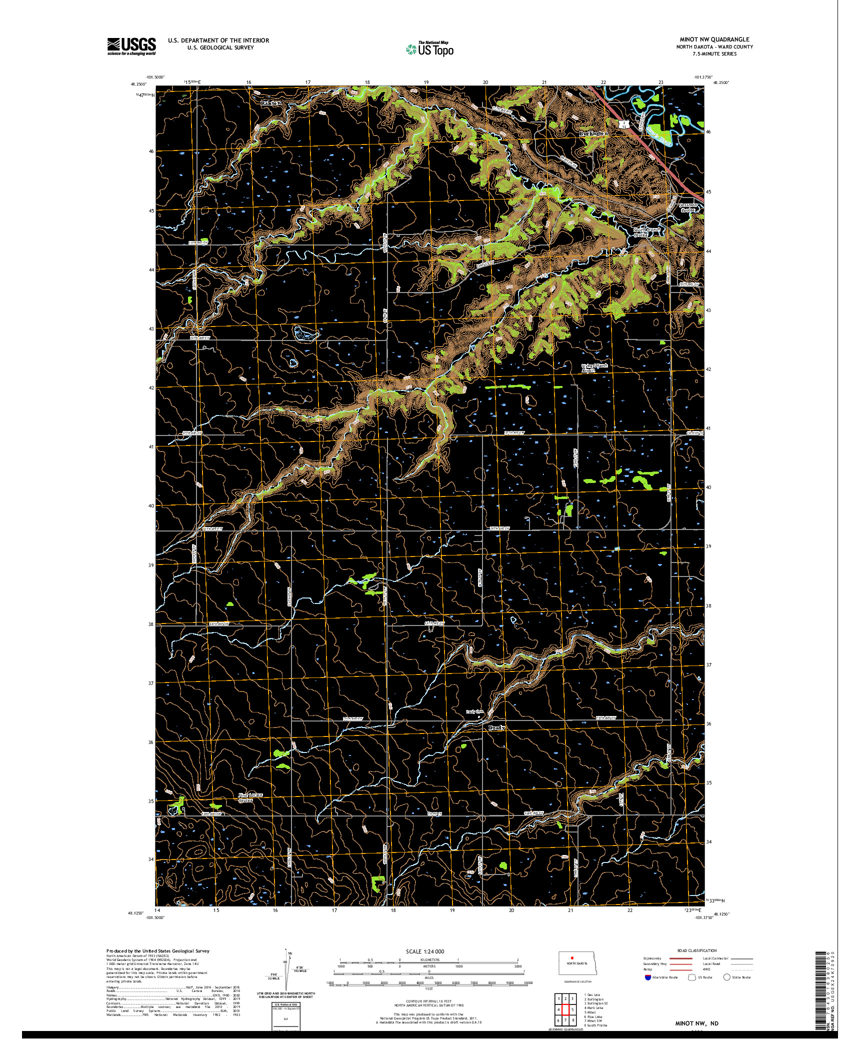 USGS US TOPO 7.5-MINUTE MAP FOR MINOT NW, ND 2020