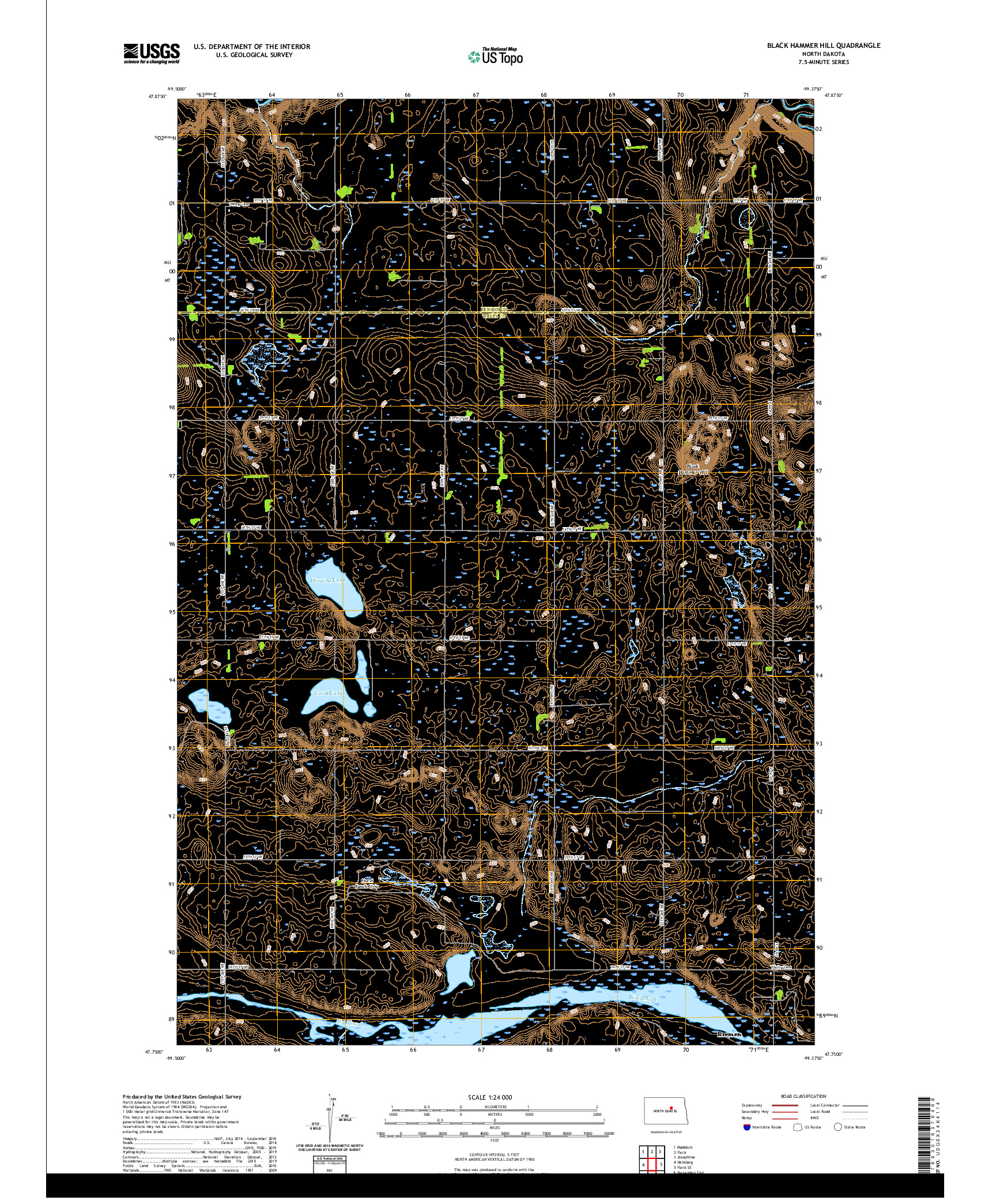 USGS US TOPO 7.5-MINUTE MAP FOR BLACK HAMMER HILL, ND 2020