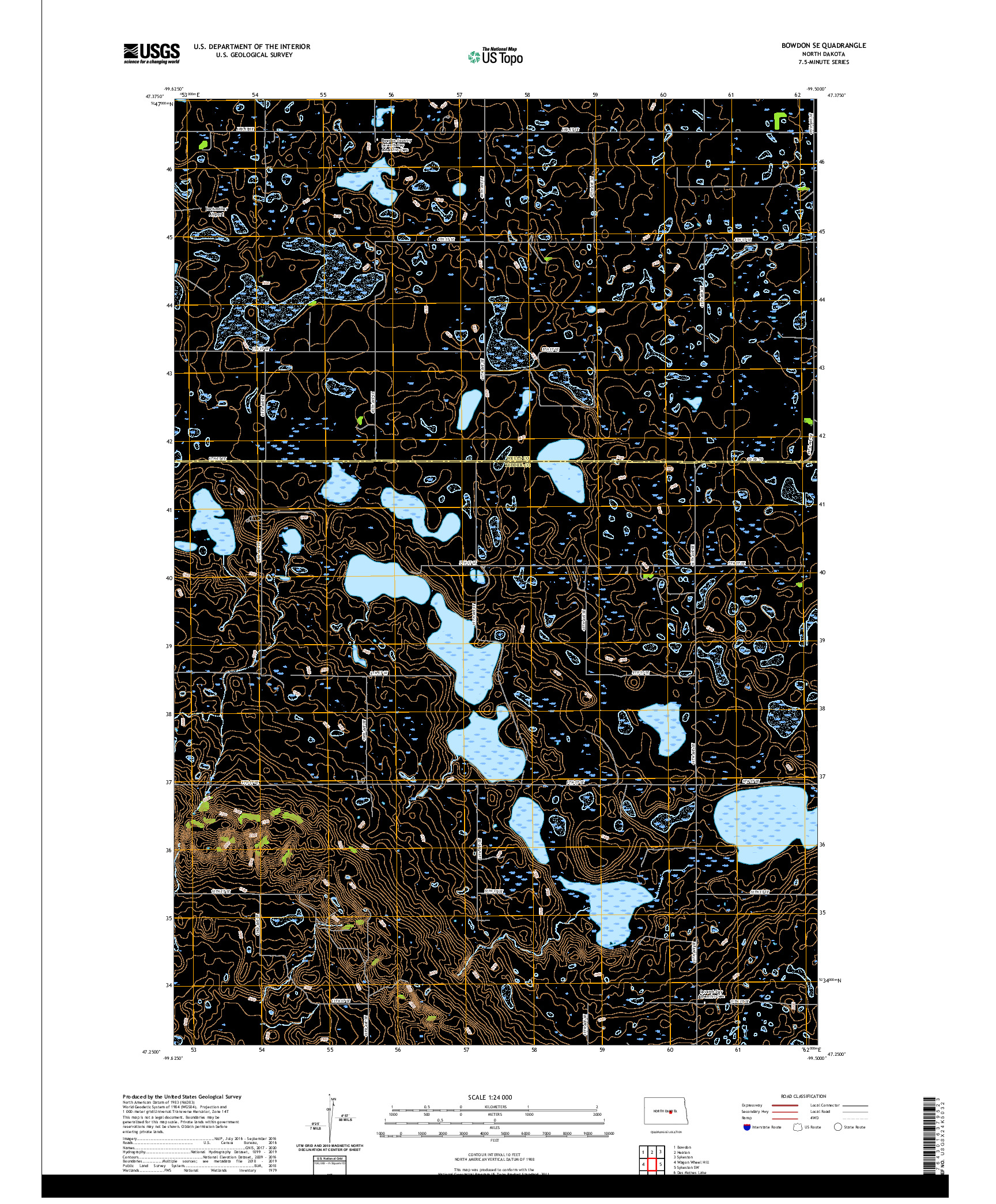 USGS US TOPO 7.5-MINUTE MAP FOR BOWDON SE, ND 2020