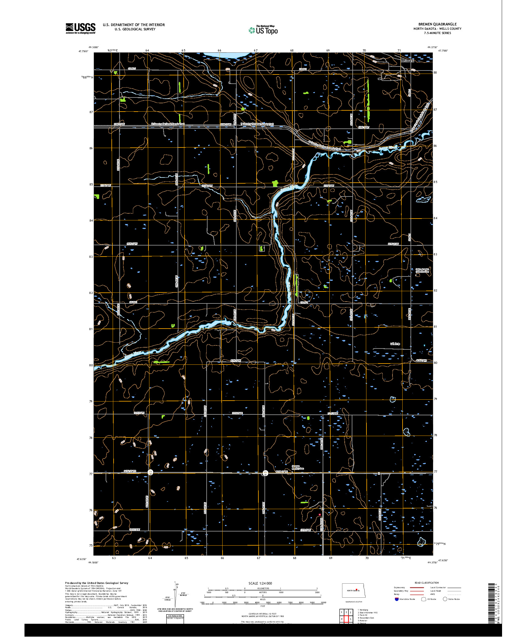 USGS US TOPO 7.5-MINUTE MAP FOR BREMEN, ND 2020
