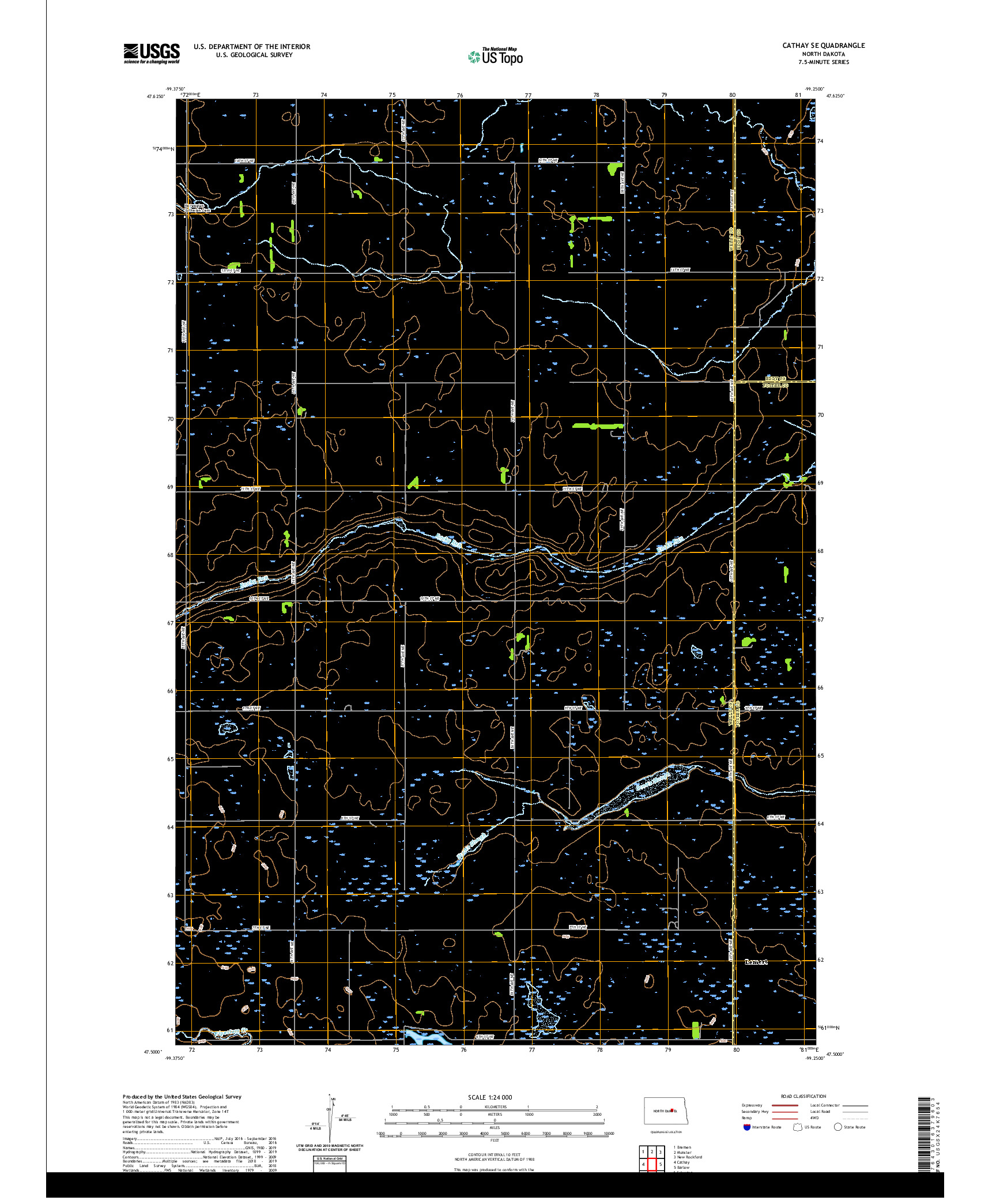 USGS US TOPO 7.5-MINUTE MAP FOR CATHAY SE, ND 2020