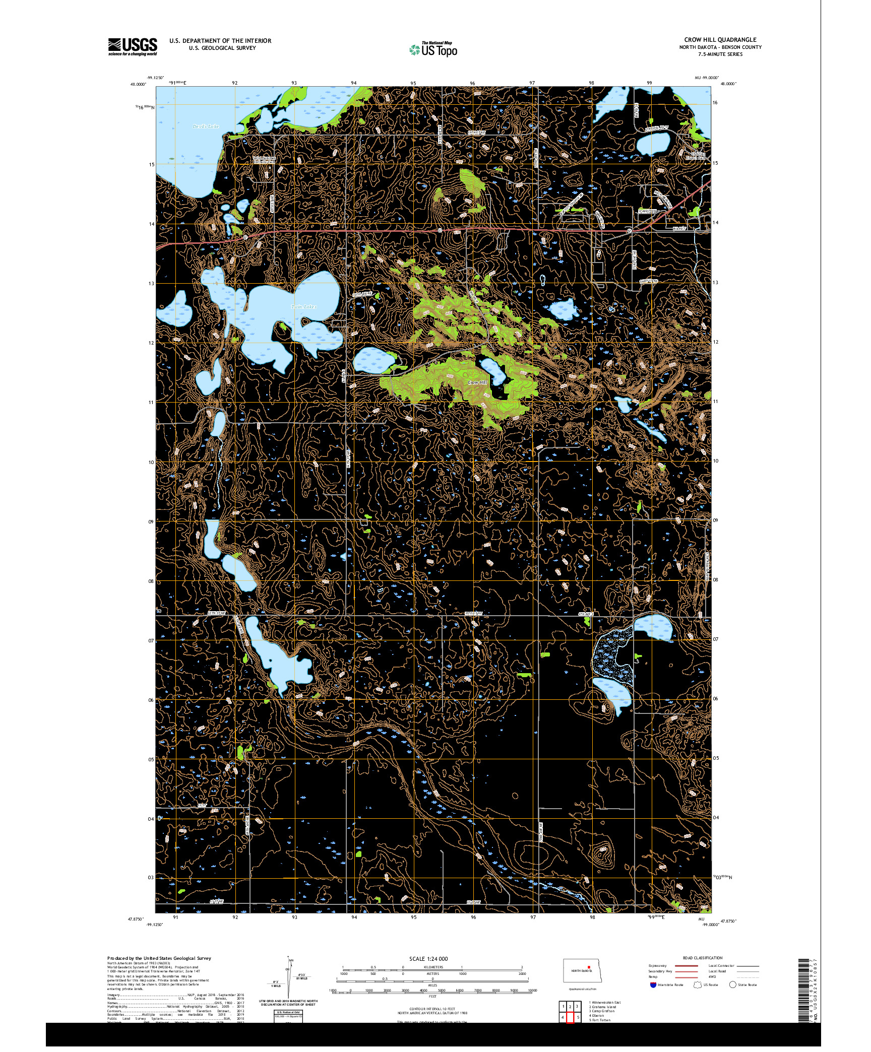USGS US TOPO 7.5-MINUTE MAP FOR CROW HILL, ND 2020