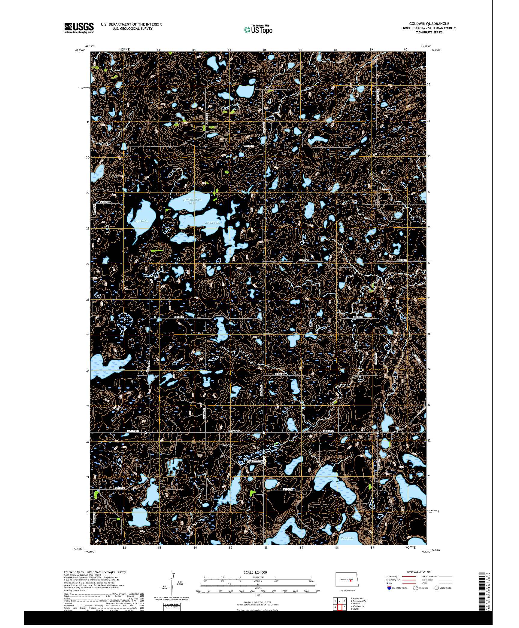 USGS US TOPO 7.5-MINUTE MAP FOR GOLDWIN, ND 2020