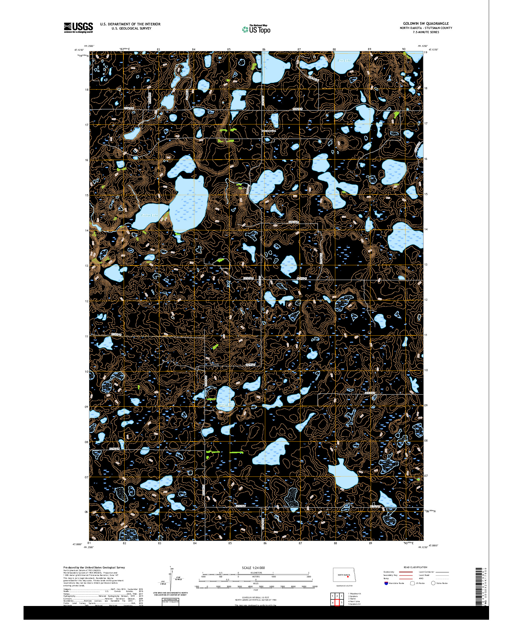 USGS US TOPO 7.5-MINUTE MAP FOR GOLDWIN SW, ND 2020