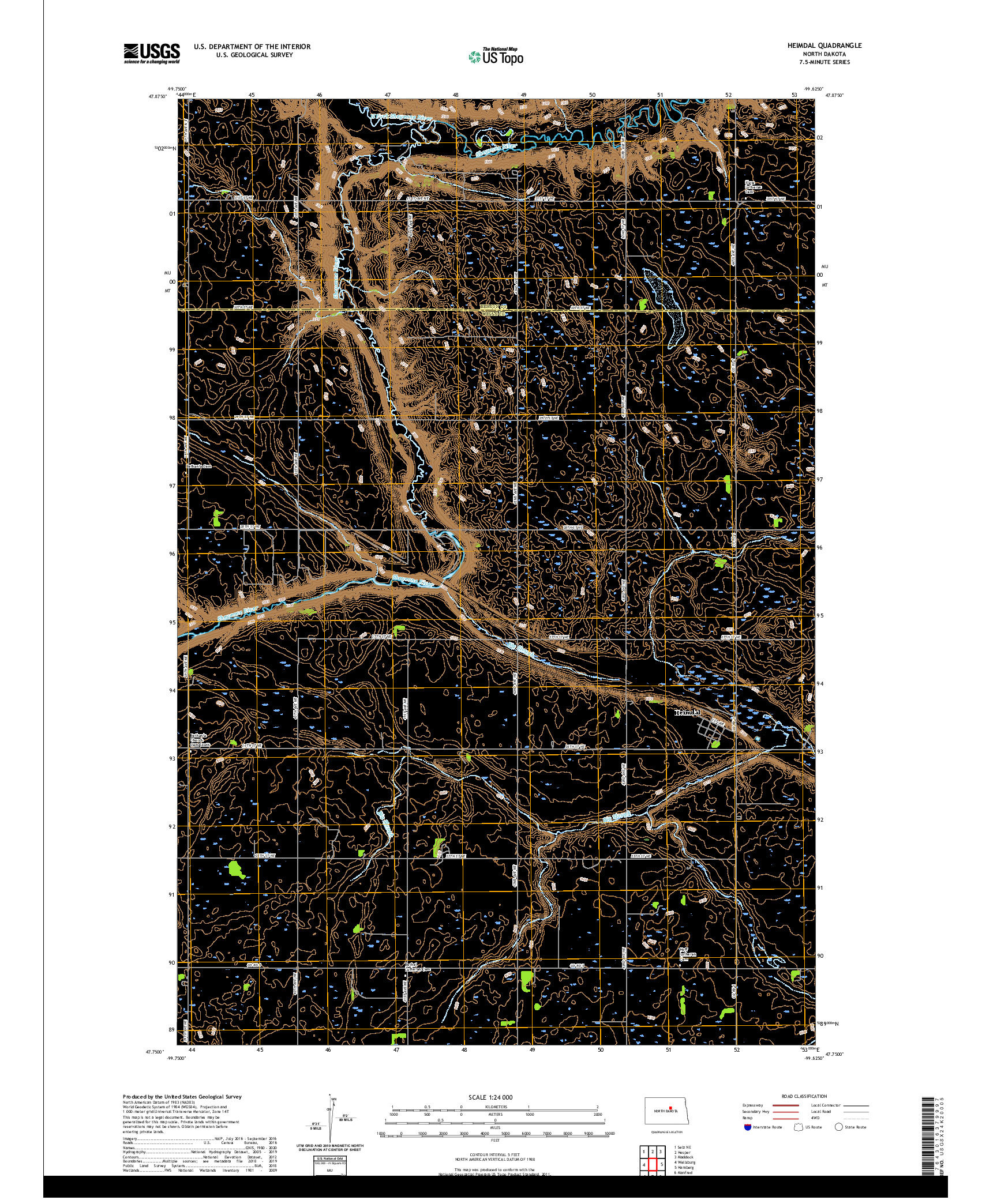 USGS US TOPO 7.5-MINUTE MAP FOR HEIMDAL, ND 2020