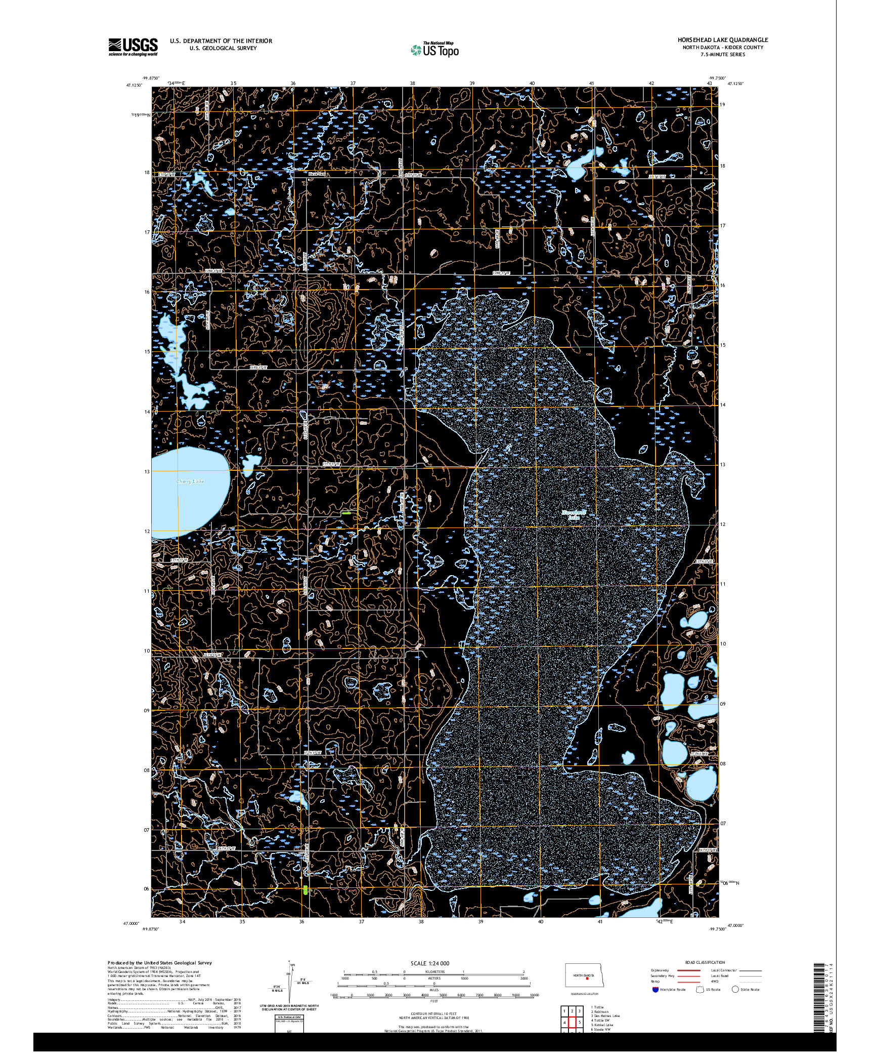 USGS US TOPO 7.5-MINUTE MAP FOR HORSEHEAD LAKE, ND 2020