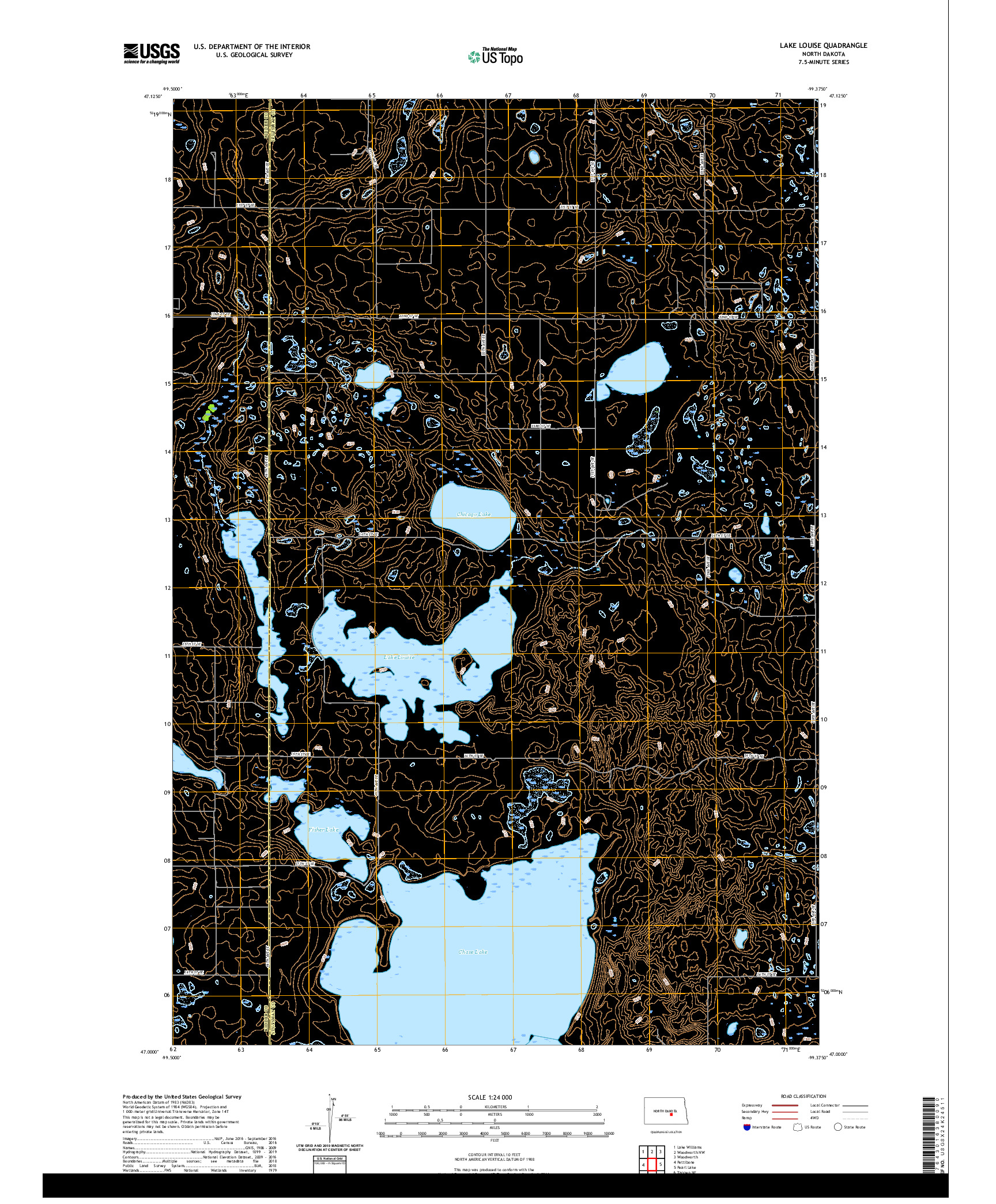 USGS US TOPO 7.5-MINUTE MAP FOR LAKE LOUISE, ND 2020