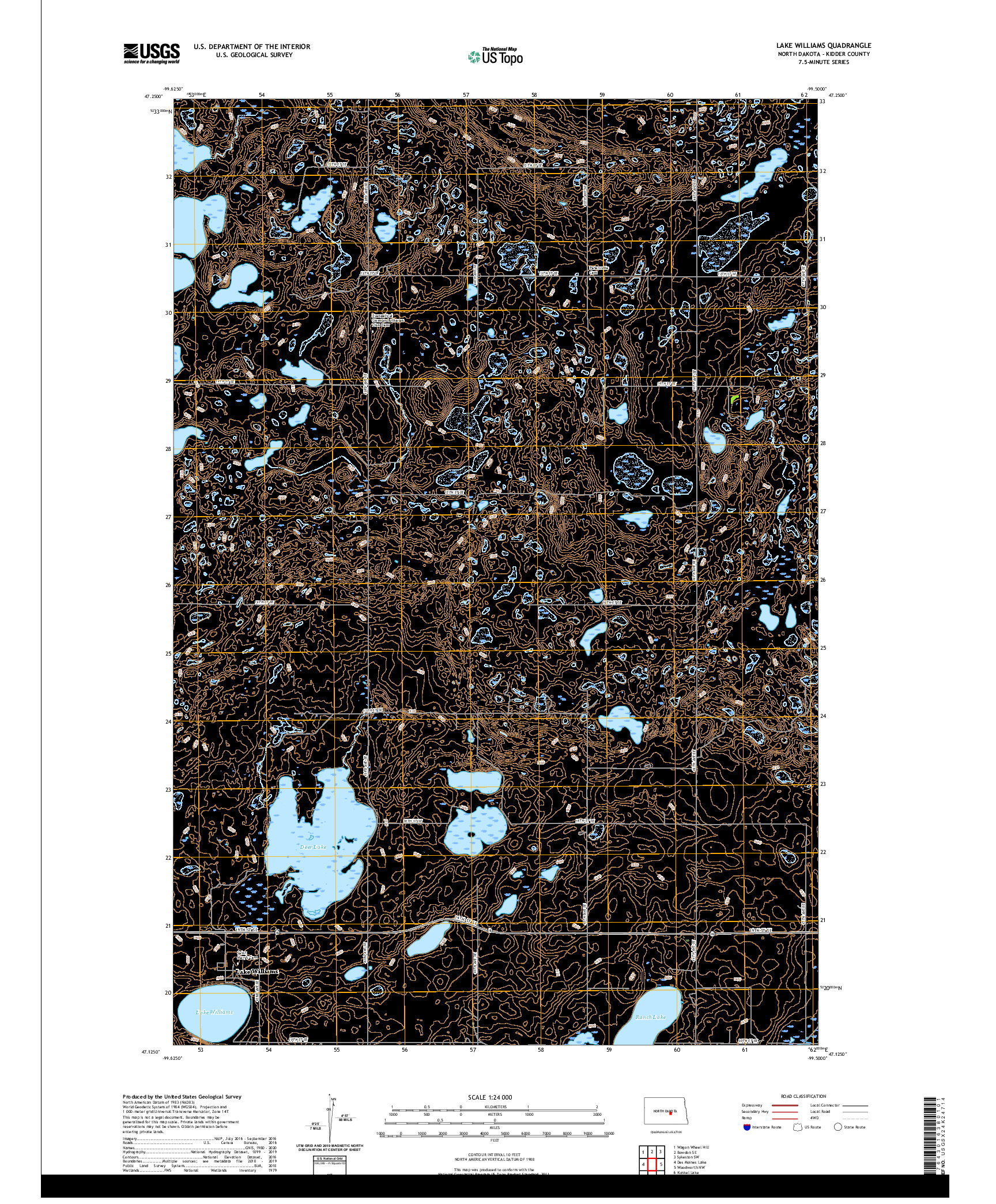 USGS US TOPO 7.5-MINUTE MAP FOR LAKE WILLIAMS, ND 2020