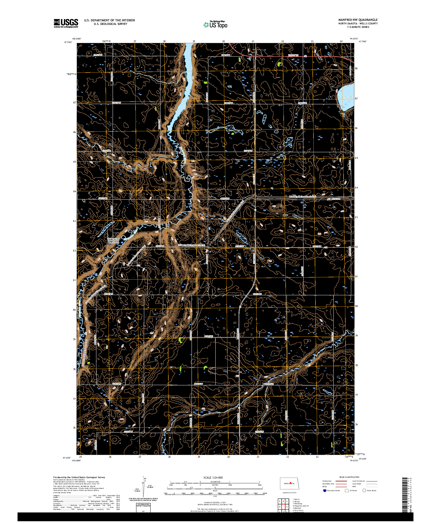 USGS US TOPO 7.5-MINUTE MAP FOR MANFRED NW, ND 2020