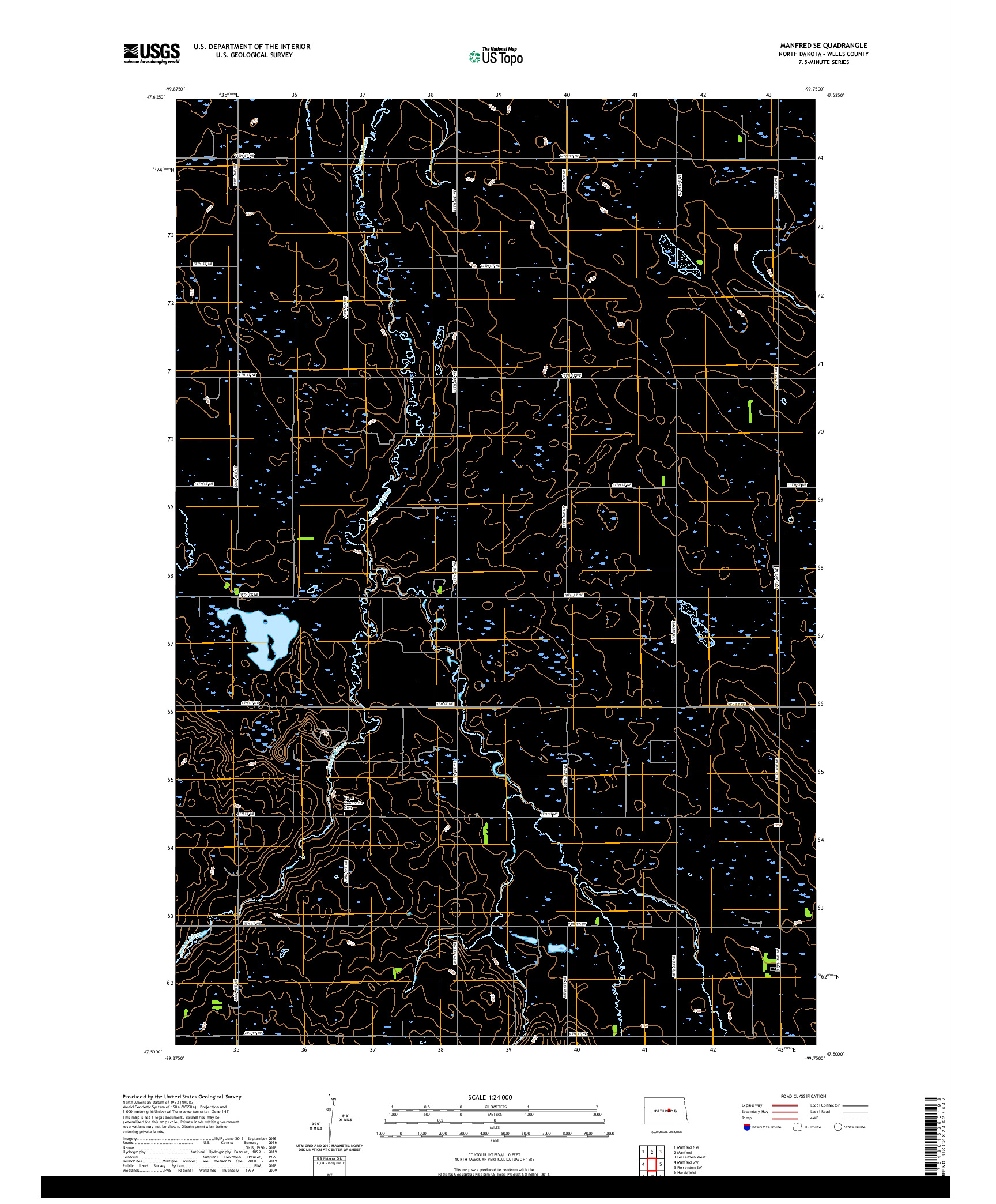 USGS US TOPO 7.5-MINUTE MAP FOR MANFRED SE, ND 2020