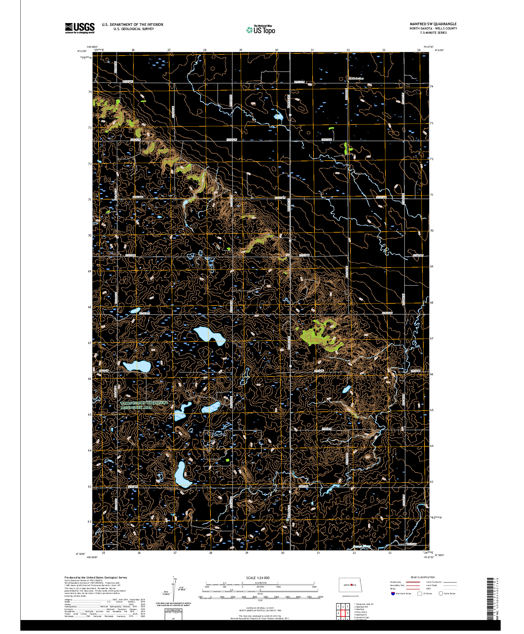 USGS US TOPO 7.5-MINUTE MAP FOR MANFRED SW, ND 2020