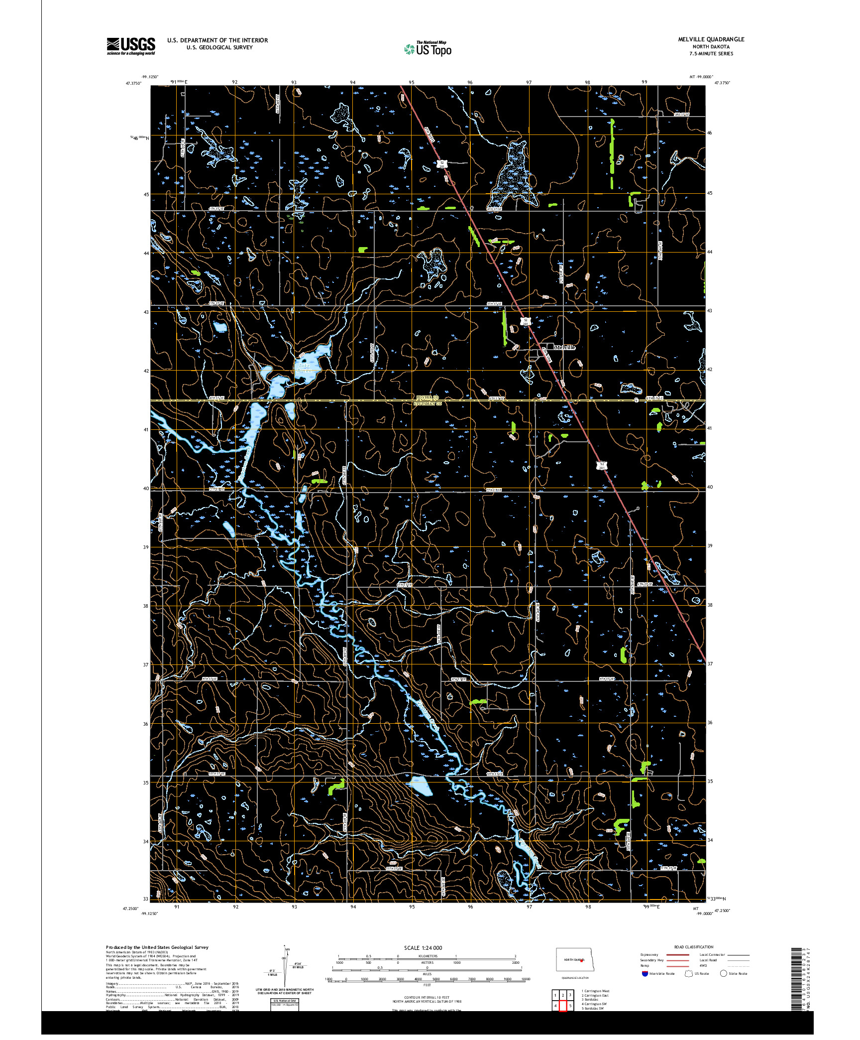 USGS US TOPO 7.5-MINUTE MAP FOR MELVILLE, ND 2020