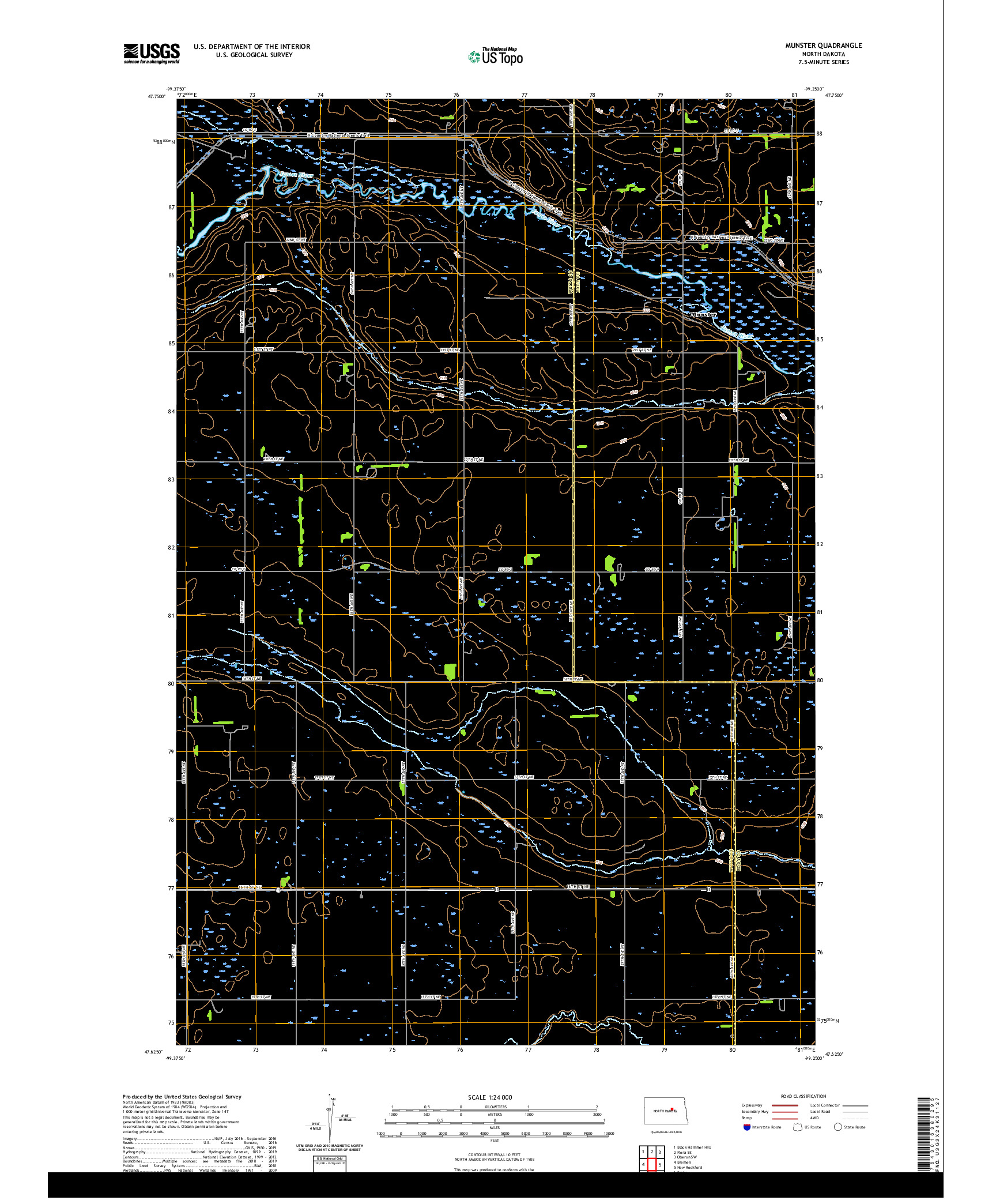USGS US TOPO 7.5-MINUTE MAP FOR MUNSTER, ND 2020