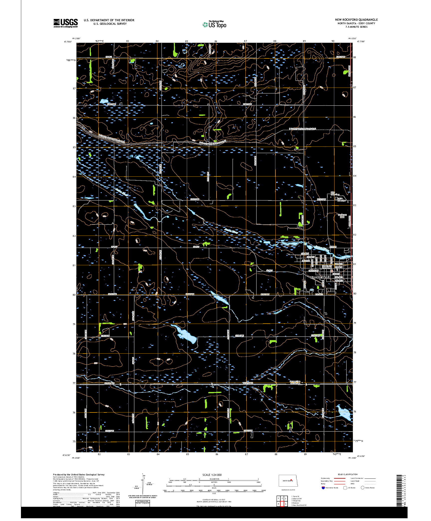 USGS US TOPO 7.5-MINUTE MAP FOR NEW ROCKFORD, ND 2020