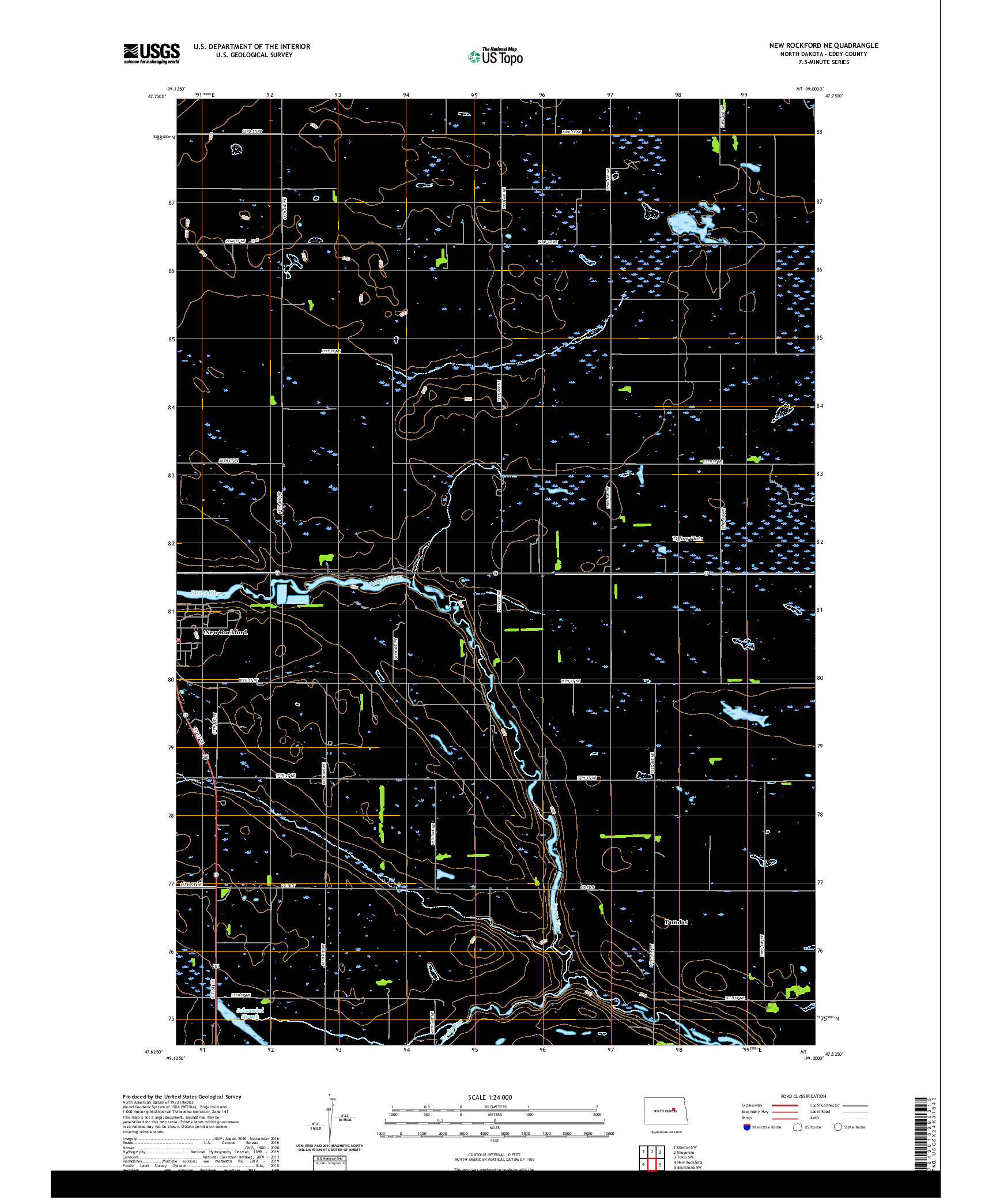 USGS US TOPO 7.5-MINUTE MAP FOR NEW ROCKFORD NE, ND 2020