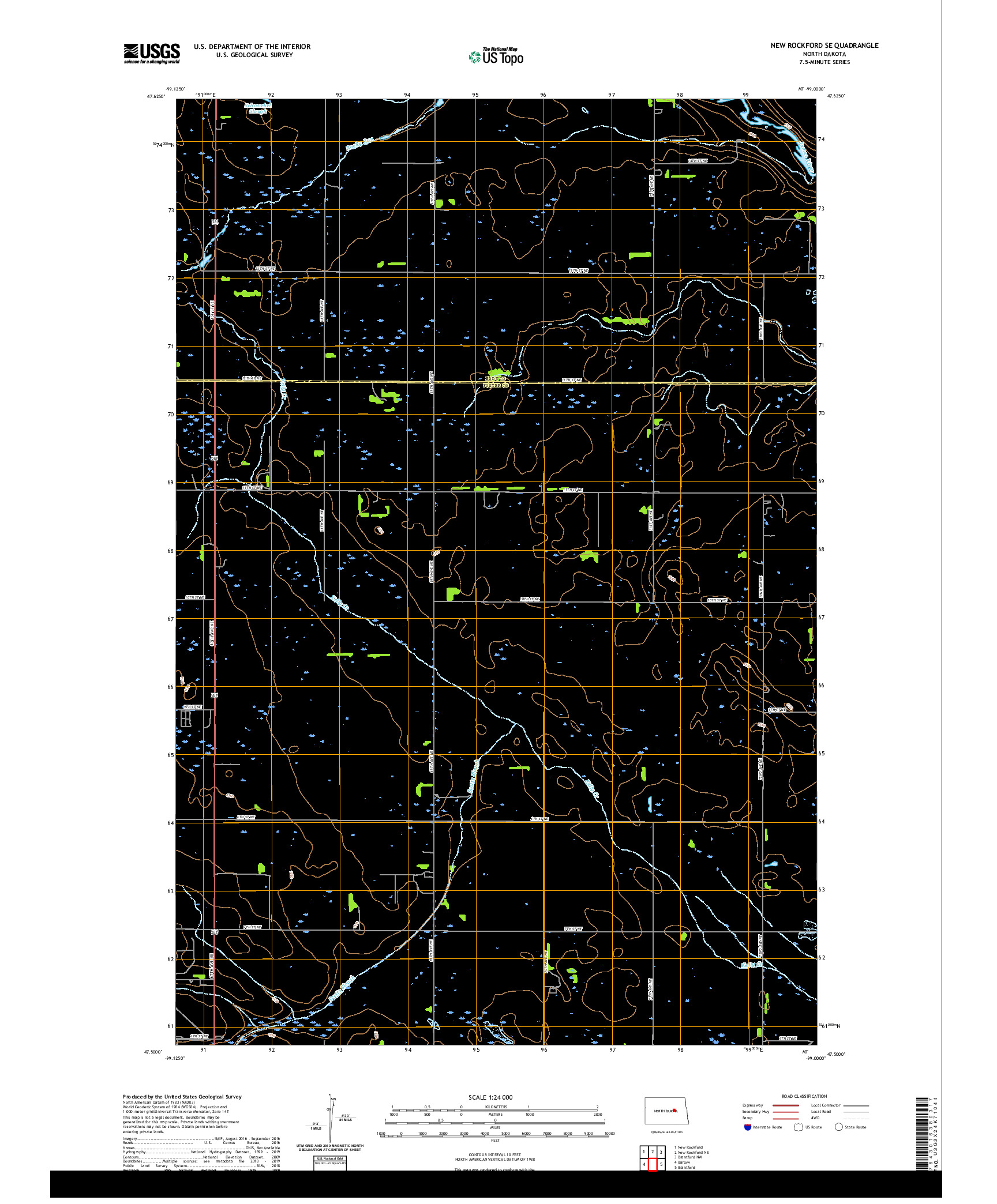USGS US TOPO 7.5-MINUTE MAP FOR NEW ROCKFORD SE, ND 2020