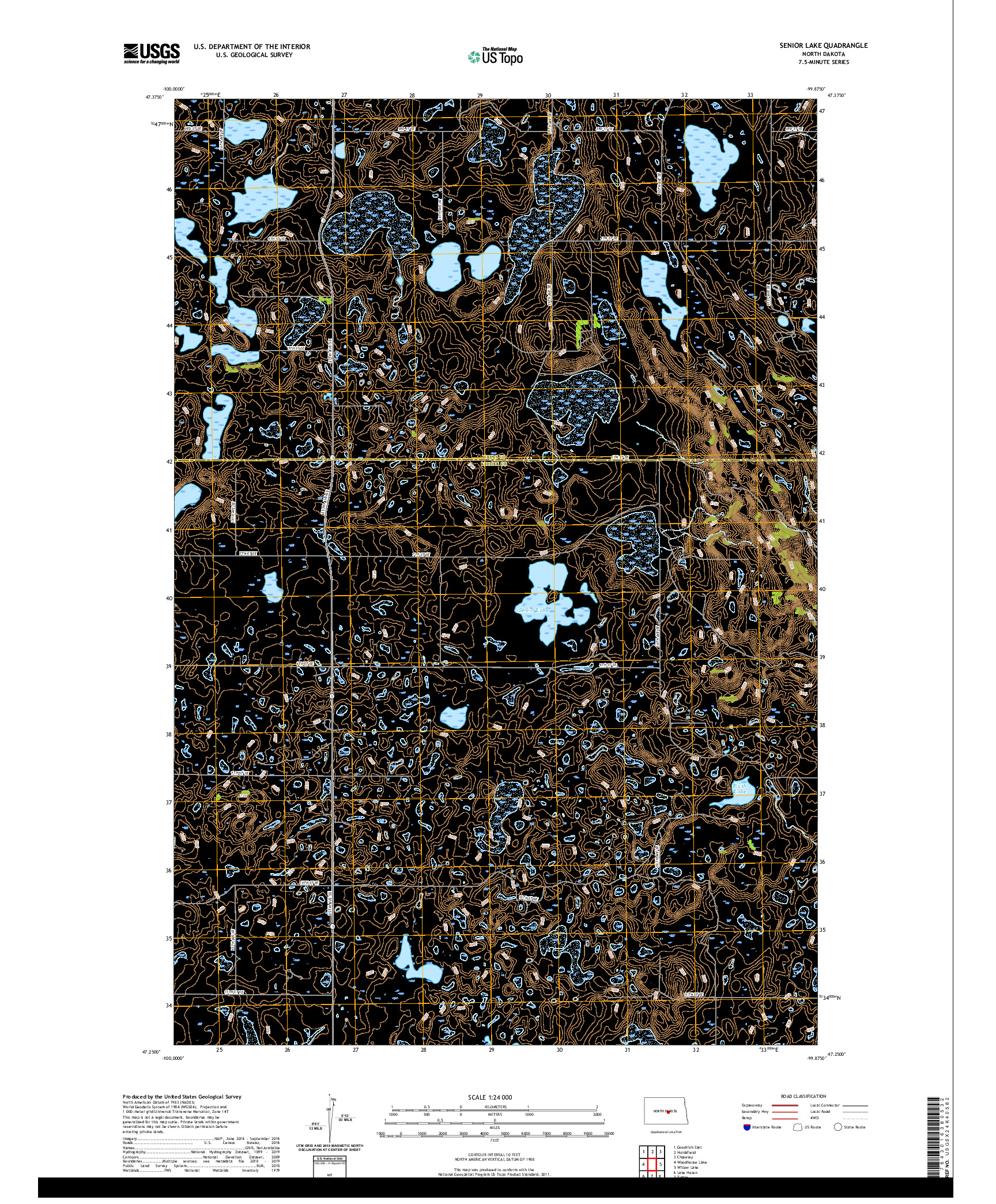 USGS US TOPO 7.5-MINUTE MAP FOR SENIOR LAKE, ND 2020