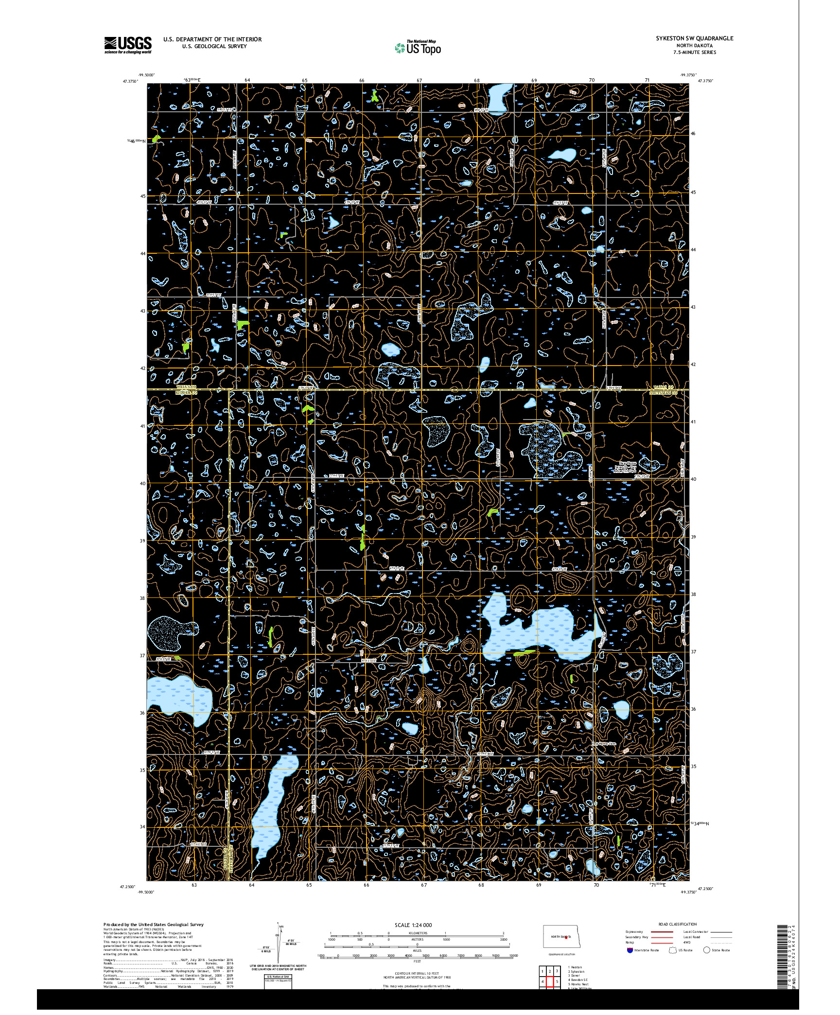 USGS US TOPO 7.5-MINUTE MAP FOR SYKESTON SW, ND 2020