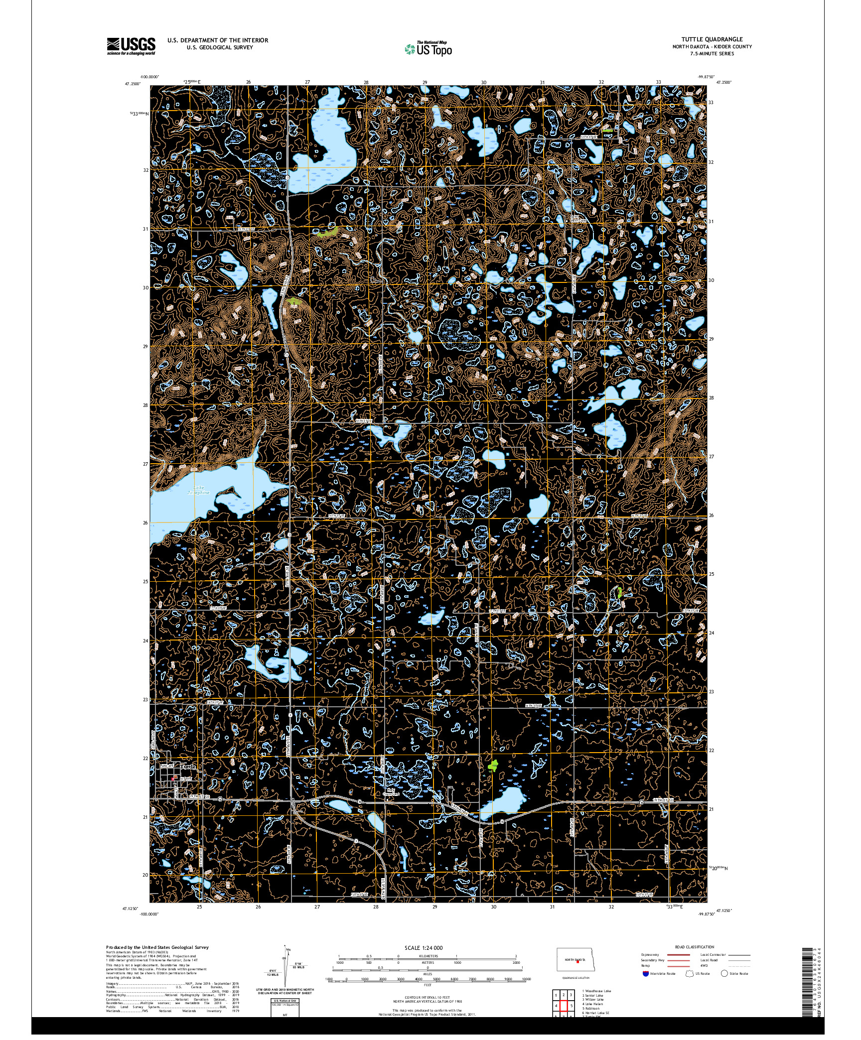 USGS US TOPO 7.5-MINUTE MAP FOR TUTTLE, ND 2020