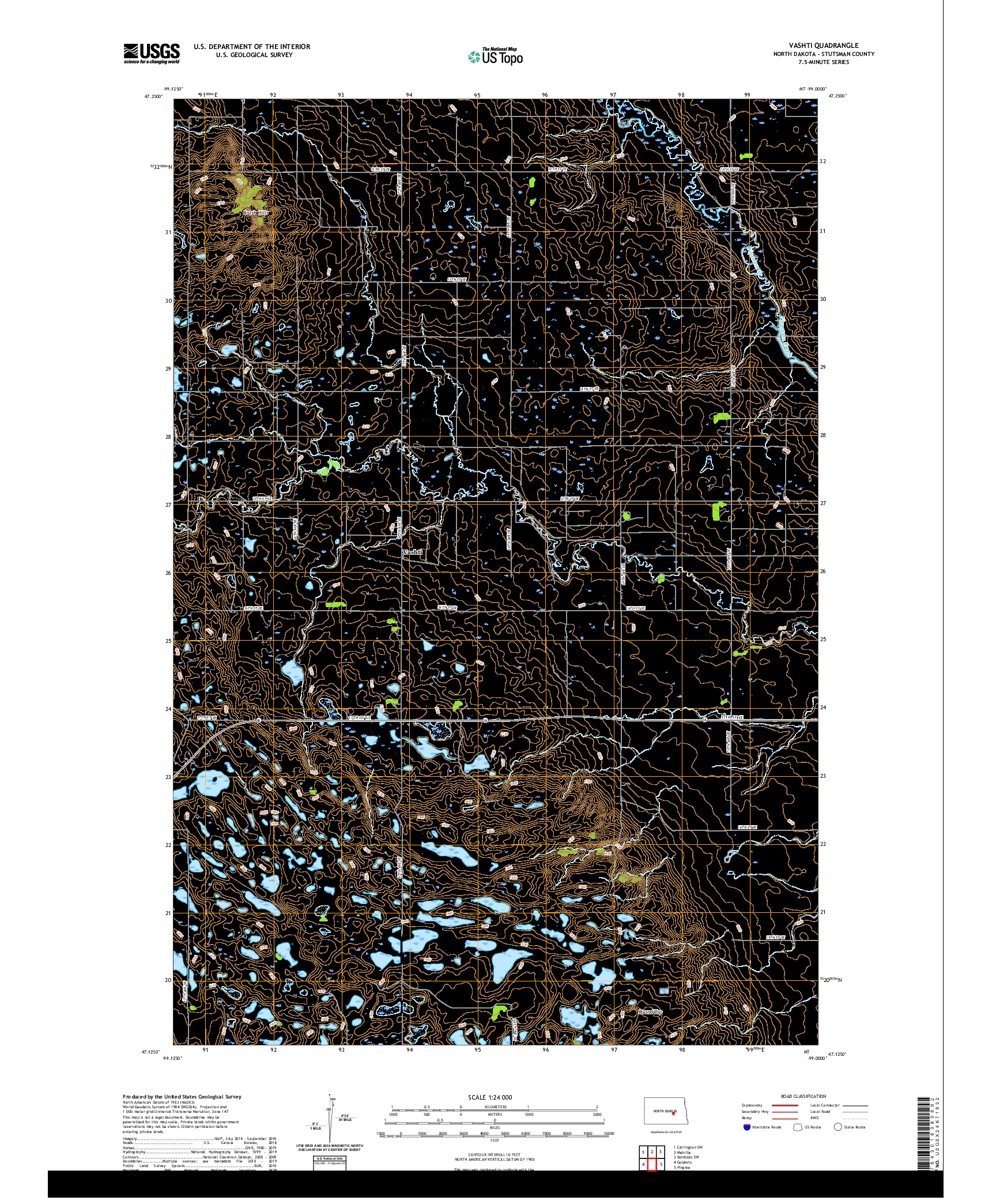 USGS US TOPO 7.5-MINUTE MAP FOR VASHTI, ND 2020