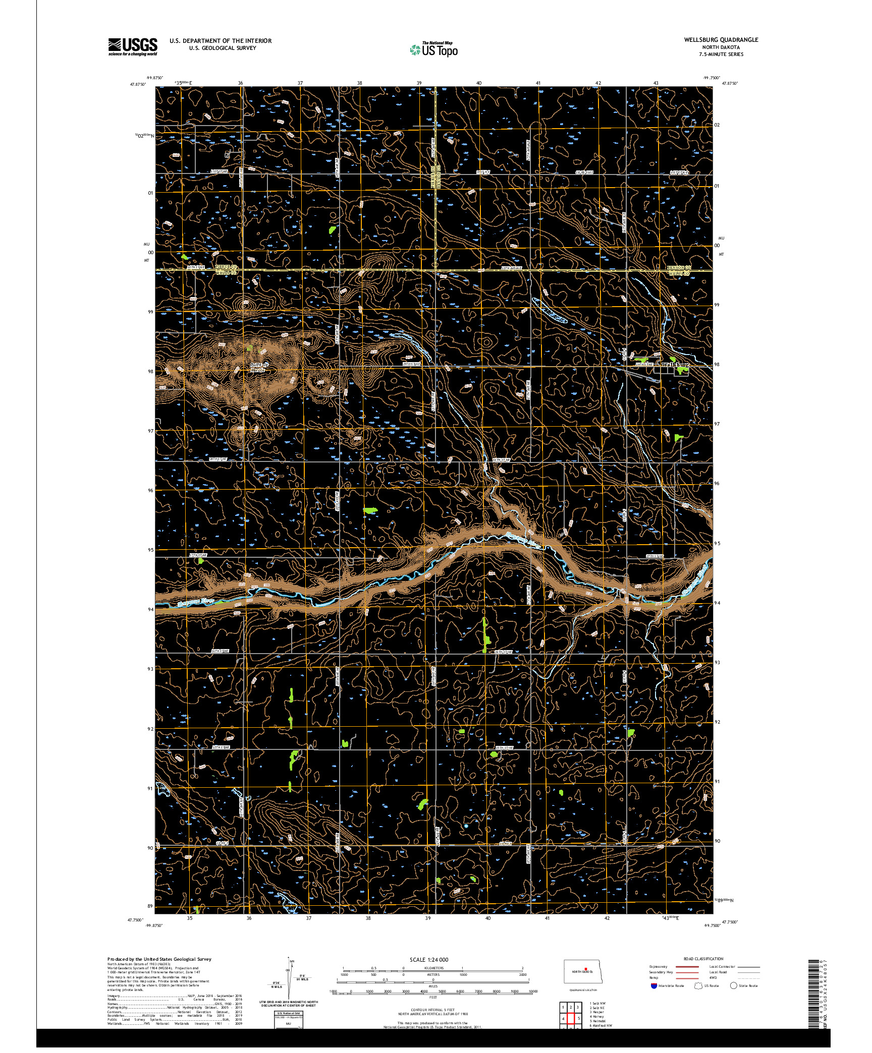 USGS US TOPO 7.5-MINUTE MAP FOR WELLSBURG, ND 2020