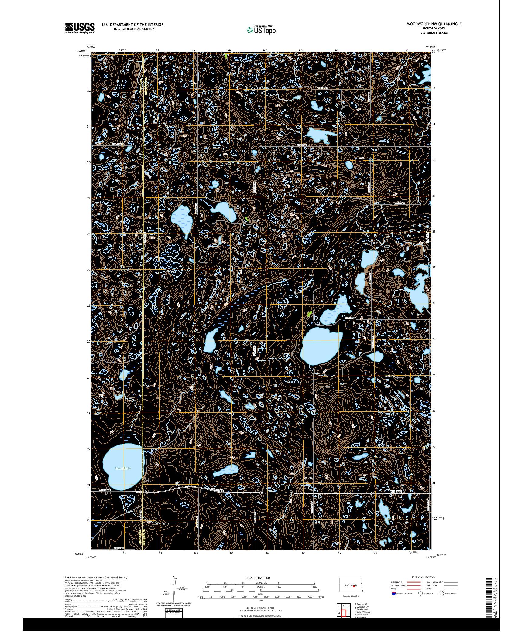 USGS US TOPO 7.5-MINUTE MAP FOR WOODWORTH NW, ND 2020