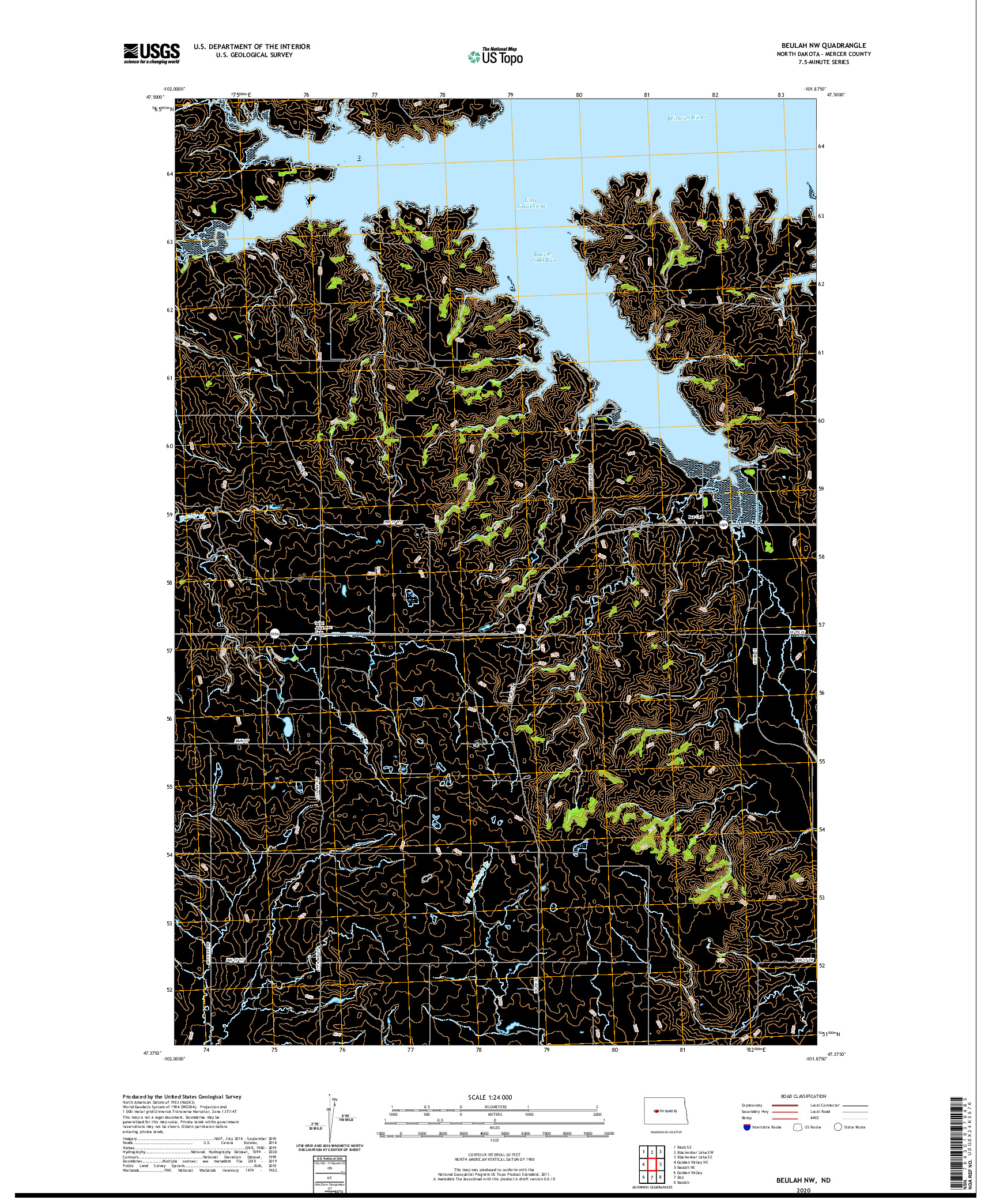 USGS US TOPO 7.5-MINUTE MAP FOR BEULAH NW, ND 2020